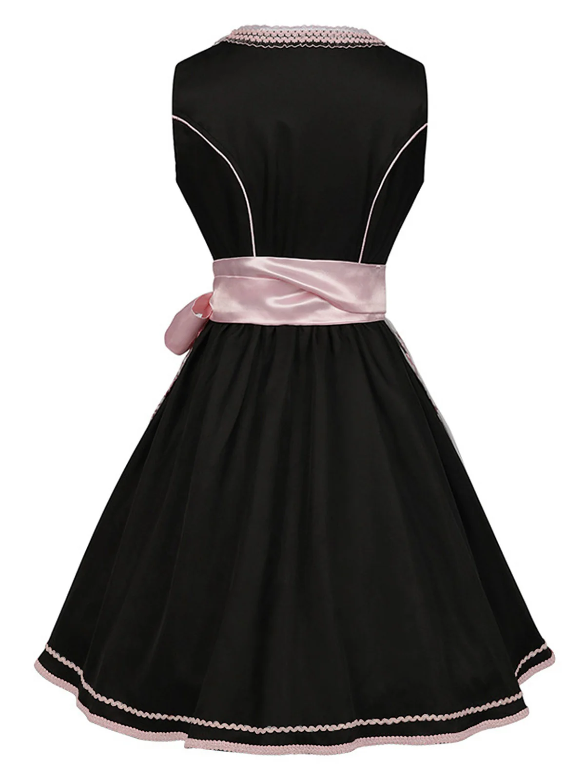 2PCS Schwarz 1950er Oktoberfest Dirndl Kleid & Bestickter Schürze - Image 4