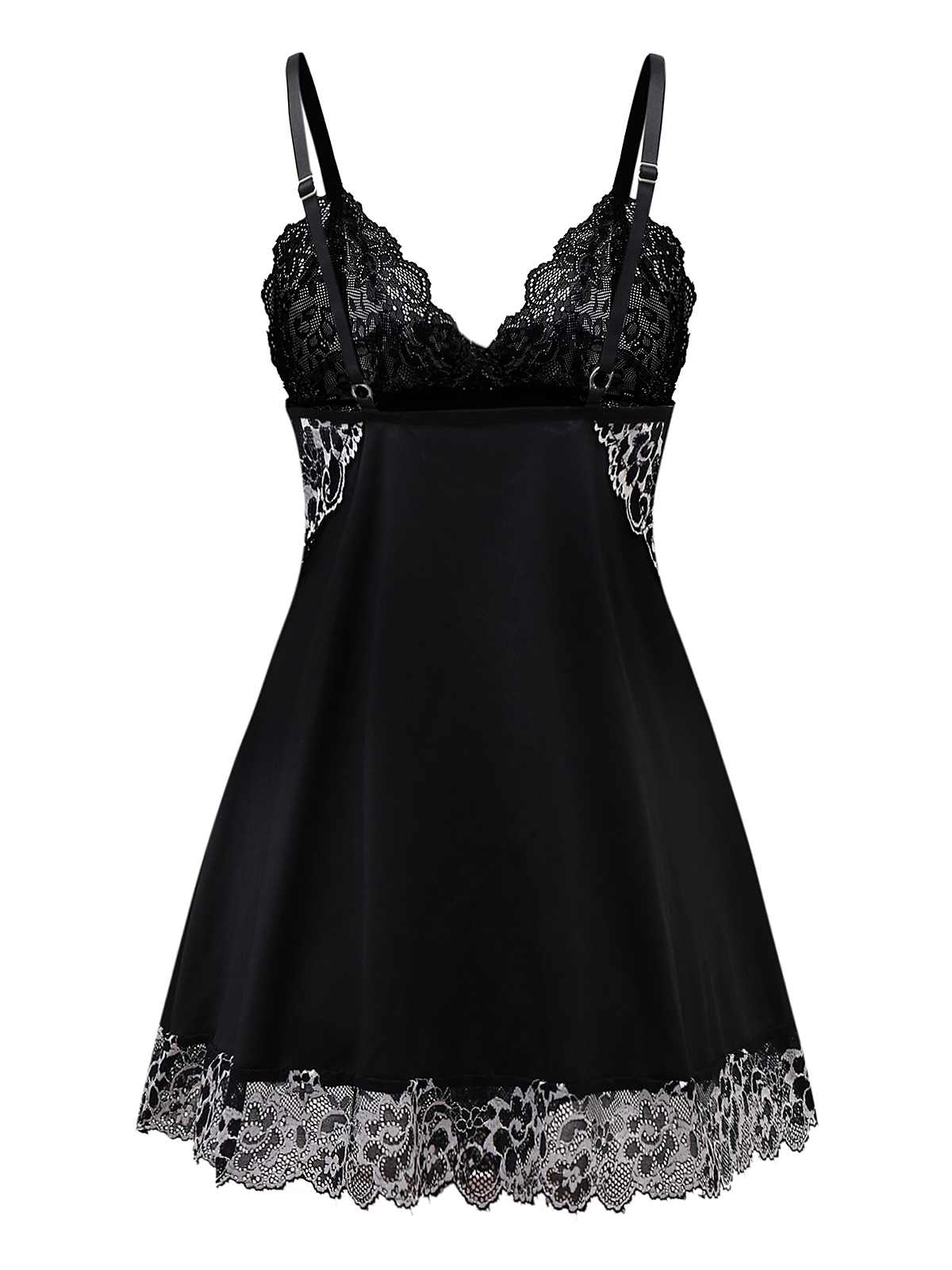2PCS Schwarz 1950er Samt Spitze Slip Set & Höschen - Image 2