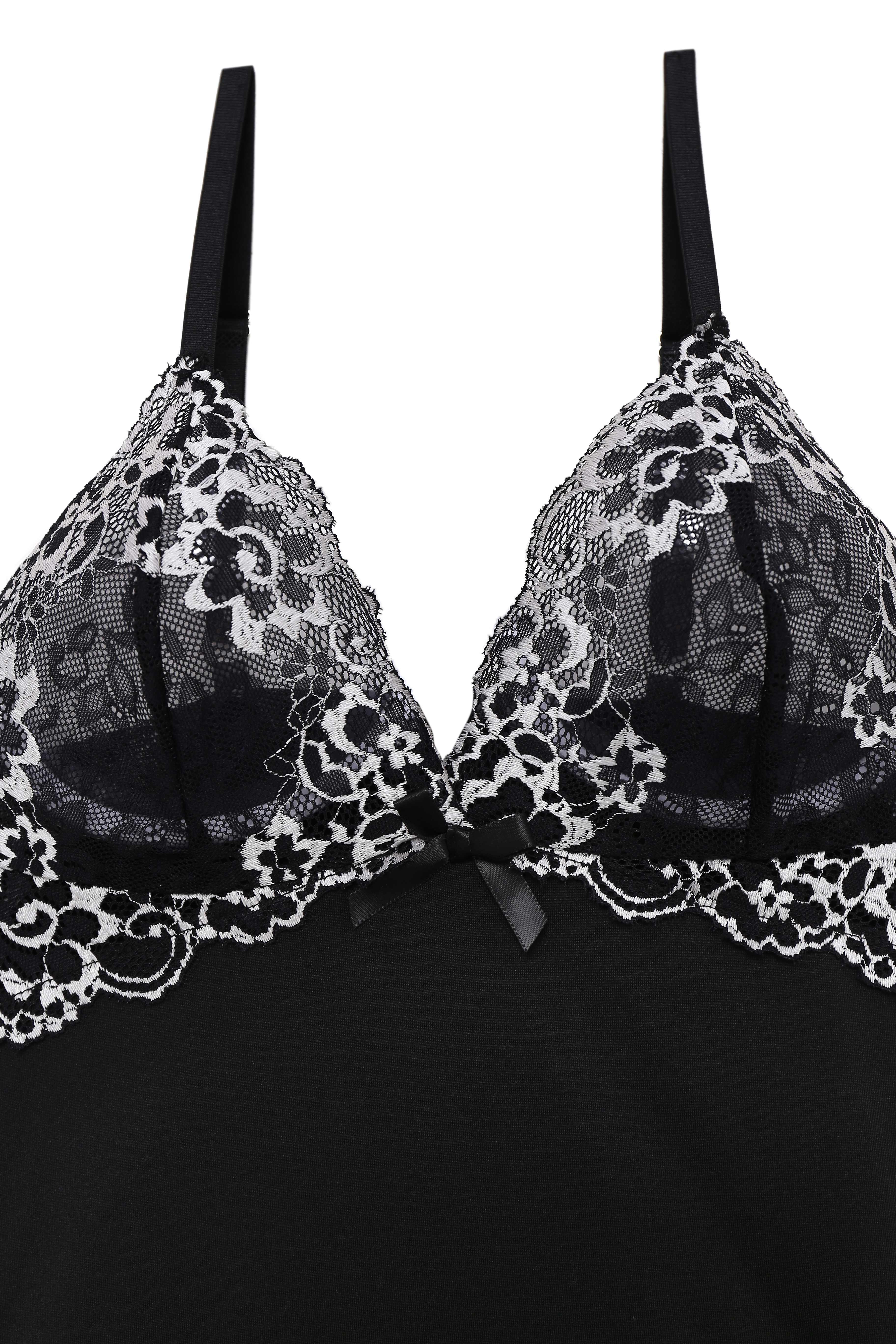 2PCS Schwarz 1950er Samt Spitze Slip Set & Höschen - Image 3
