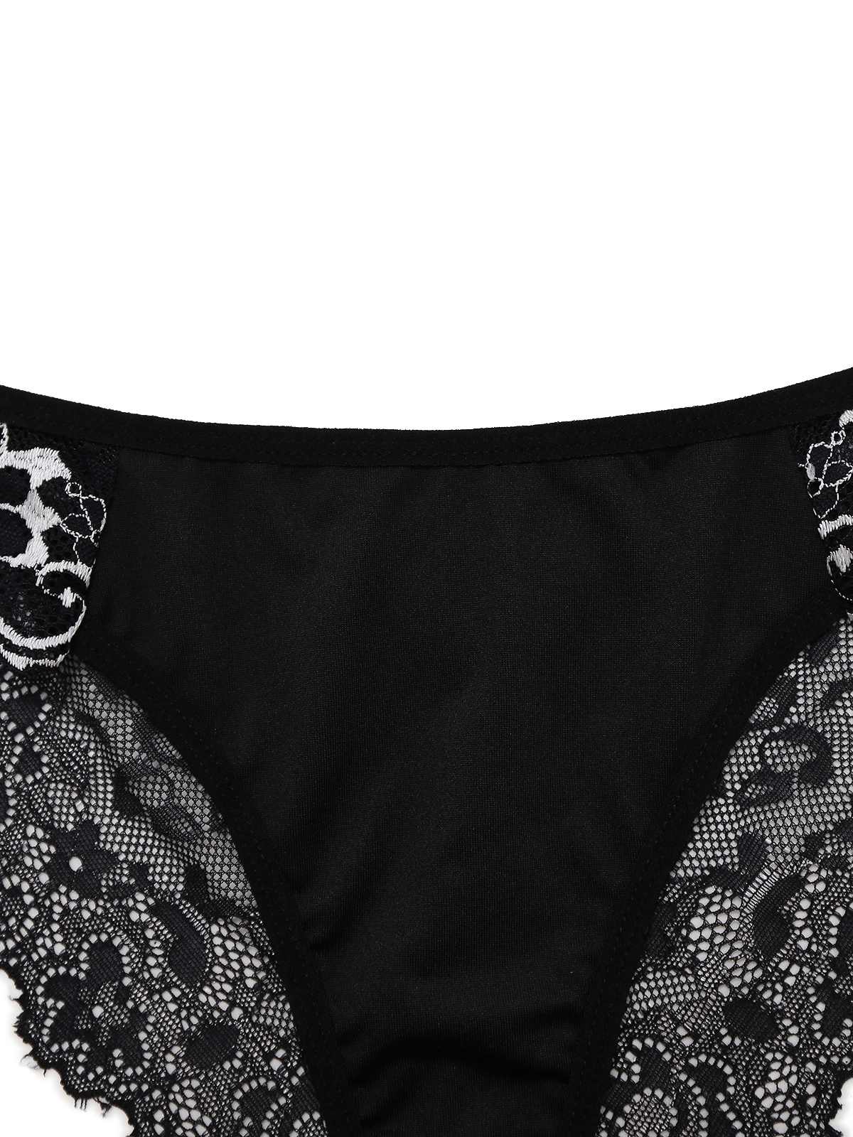 2PCS Schwarz 1950er Samt Spitze Slip Set & Höschen - Image 5