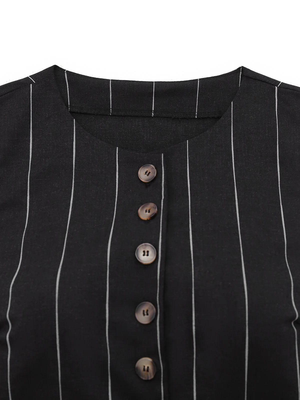 2PCS Schwarz 1960er Nadelstreifen Bleistift Rock Ärmellos Suit - Image 5