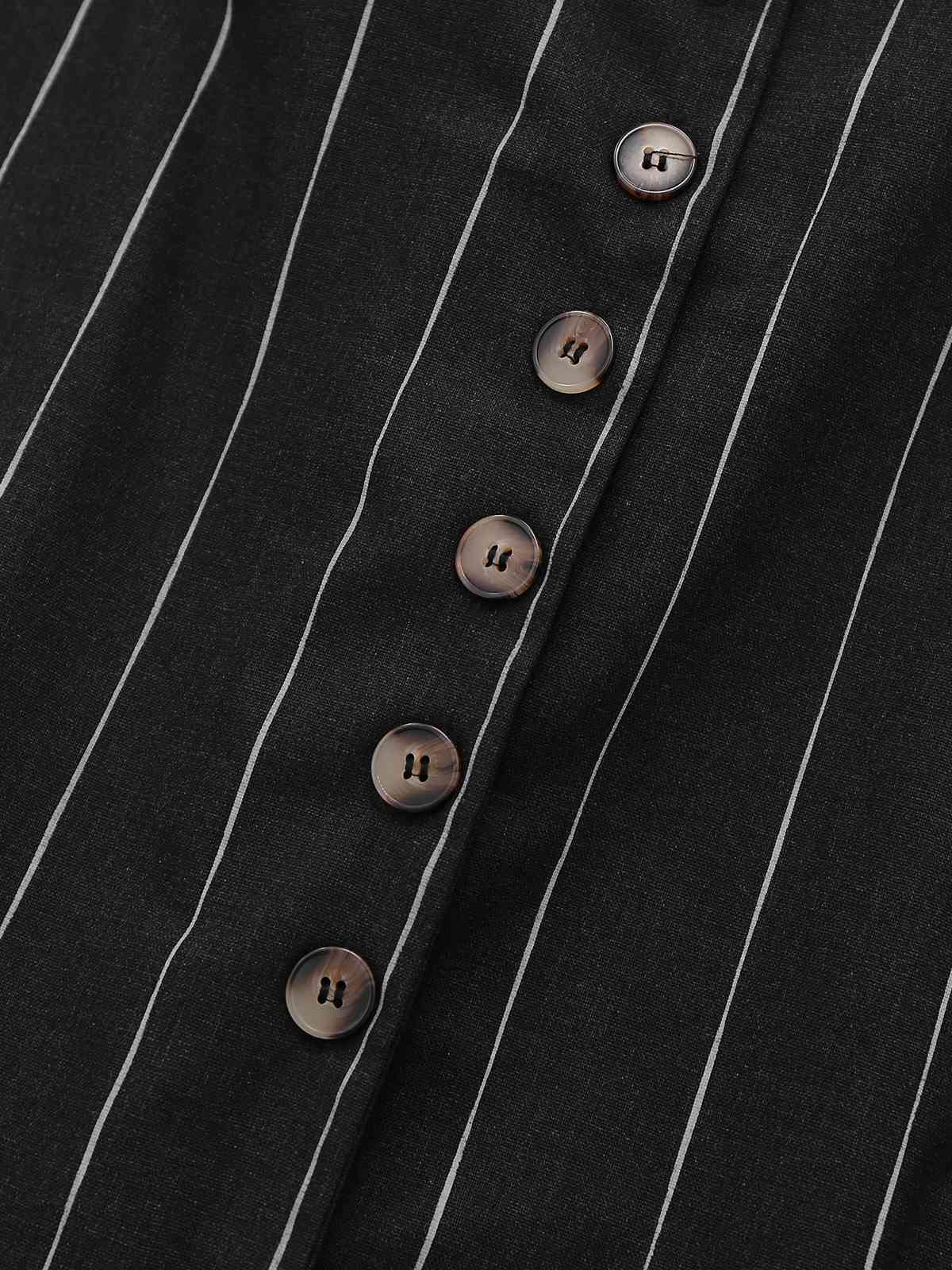 2PCS Schwarz 1960er Nadelstreifen Bleistift Rock Ärmellos Suit - Image 6