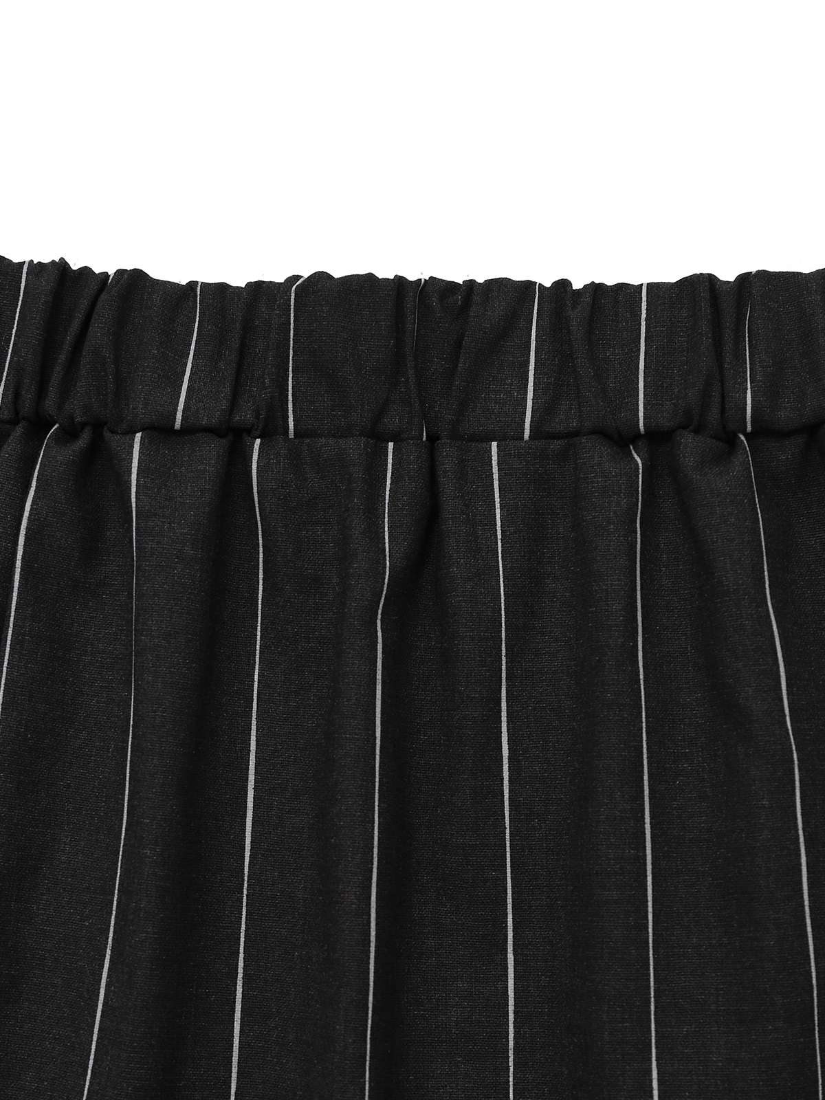 2PCS Schwarz 1960er Nadelstreifen Bleistift Rock Ärmellos Suit - Image 7
