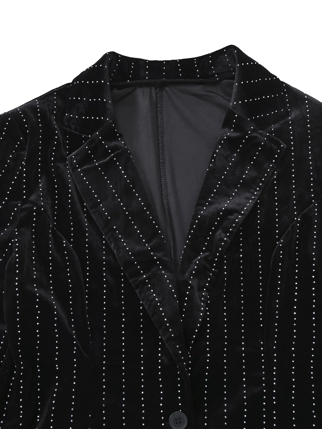 2PCS Schwarz 1960er Samt Pailletten Blazer & Hose Set - Image 4