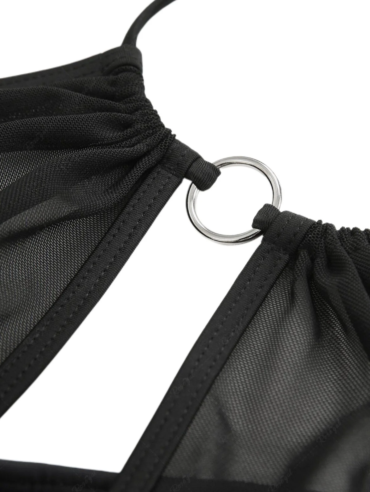 2PCS Schwarz 1980er Gothic Schädel Netz Halfter Bikini Set & Cover Up - Image 4