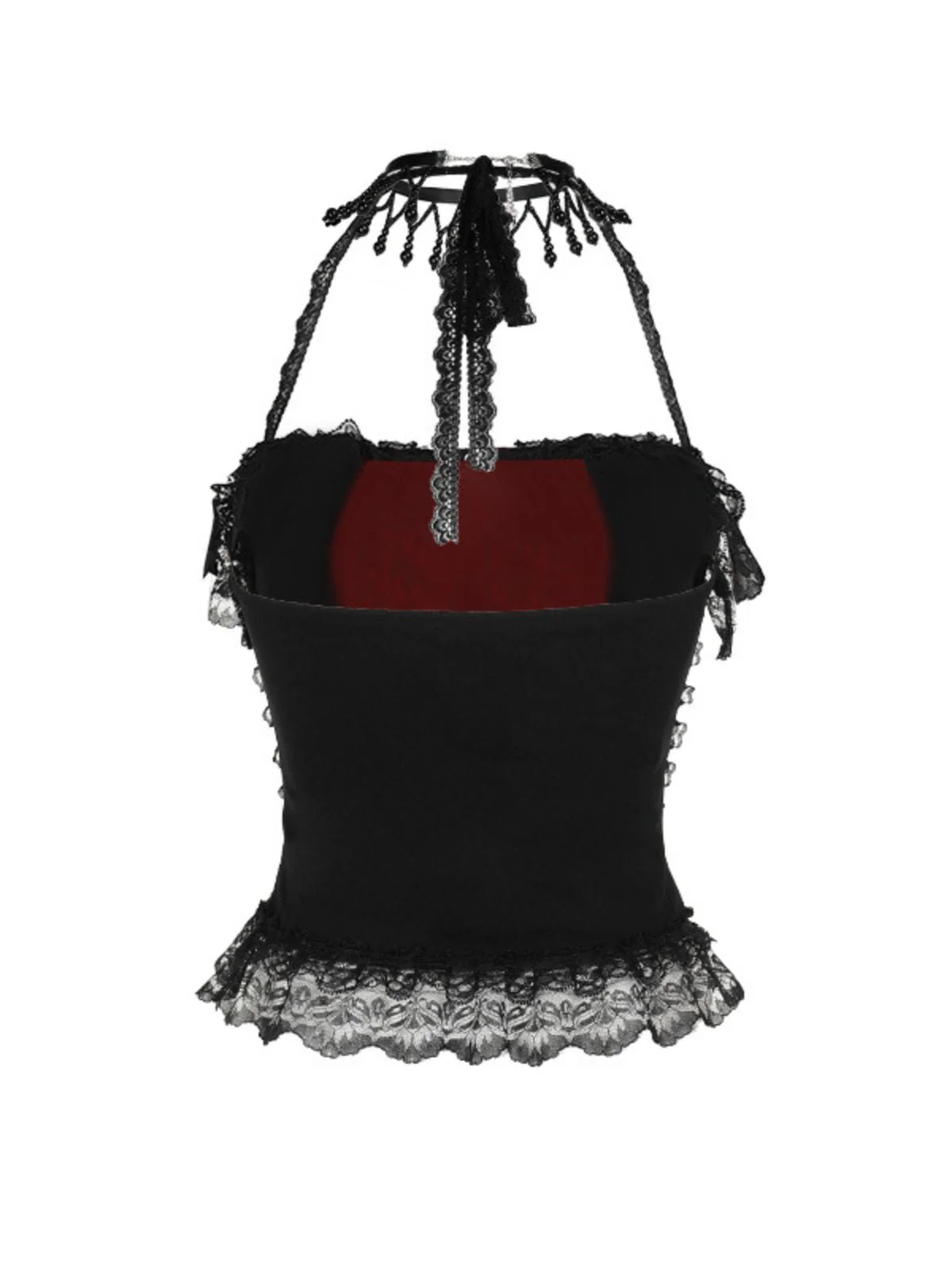 2PCS Schwarz 1980er Gothic Steampunk Halter Kreuz Camisole & Mini Rock - Image 9