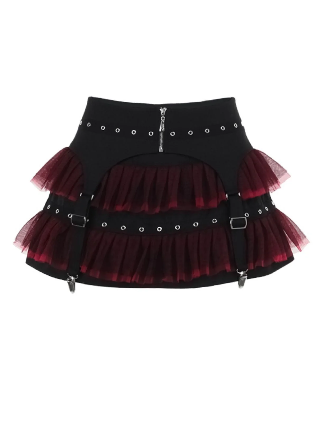 2PCS Schwarz 1980er Gothic Steampunk Halter Kreuz Camisole & Mini Rock - Image 11