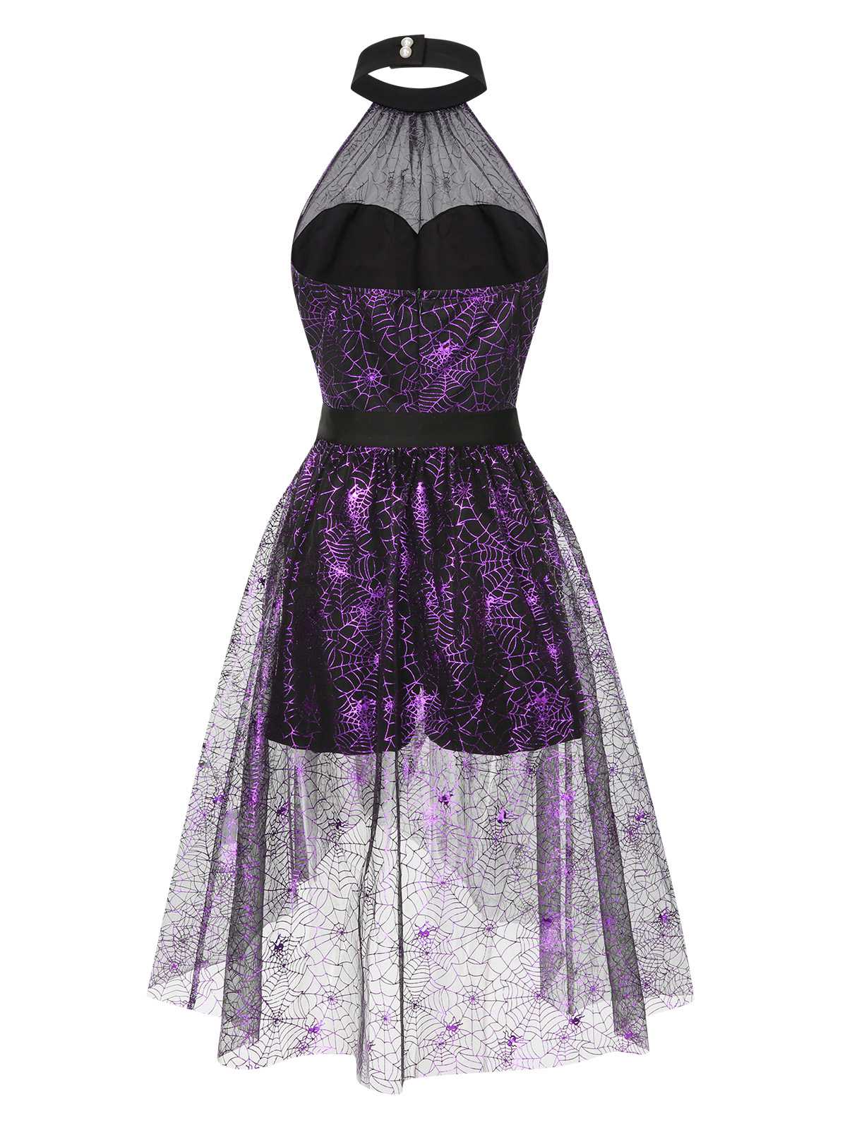 2PCS Schwarz & Lila 1950er Spinnennetz Masche Romper & Rock Vertuschung - Image 3