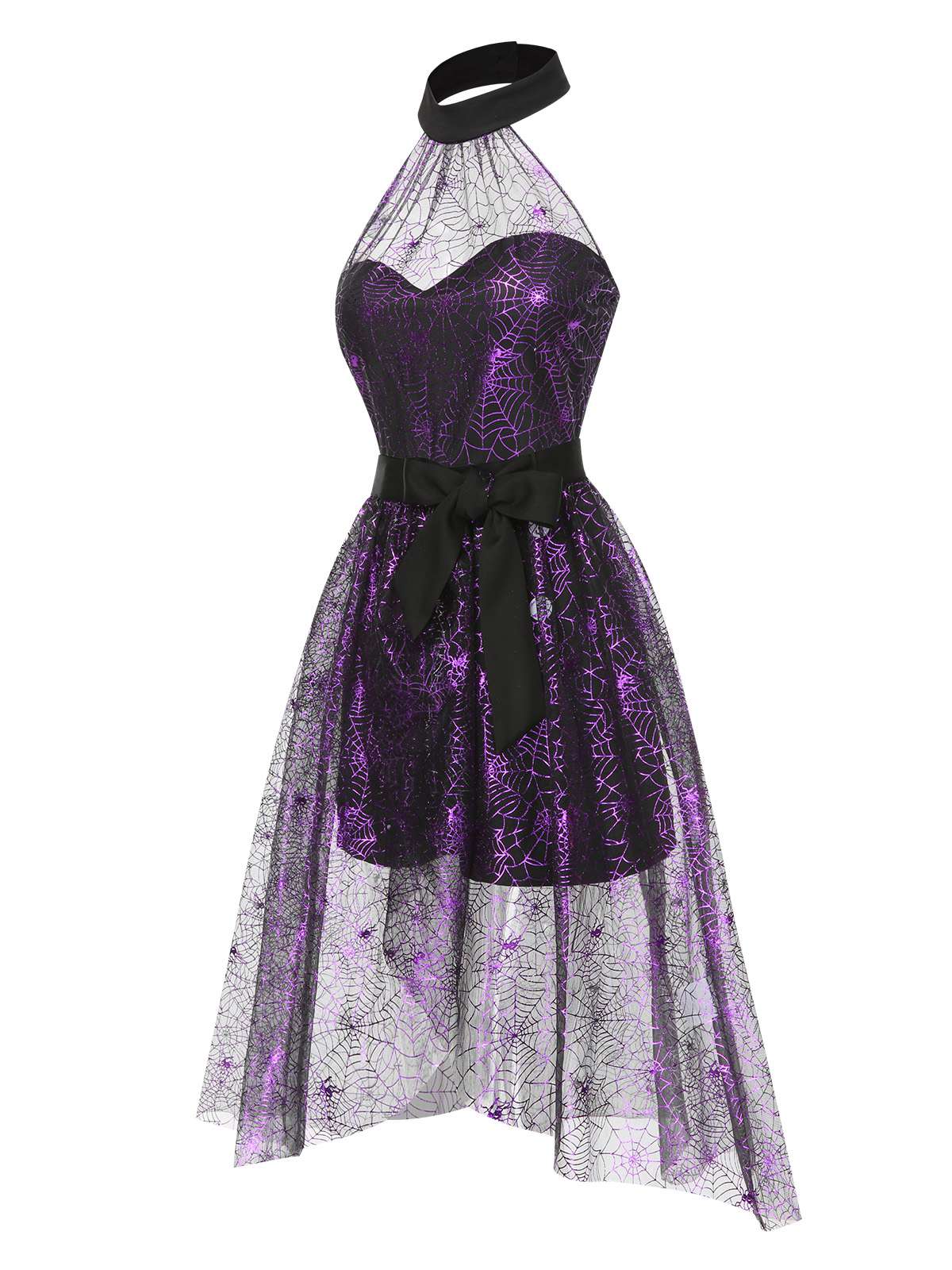 2PCS Schwarz & Lila 1950er Spinnennetz Masche Romper & Rock Vertuschung - Image 4