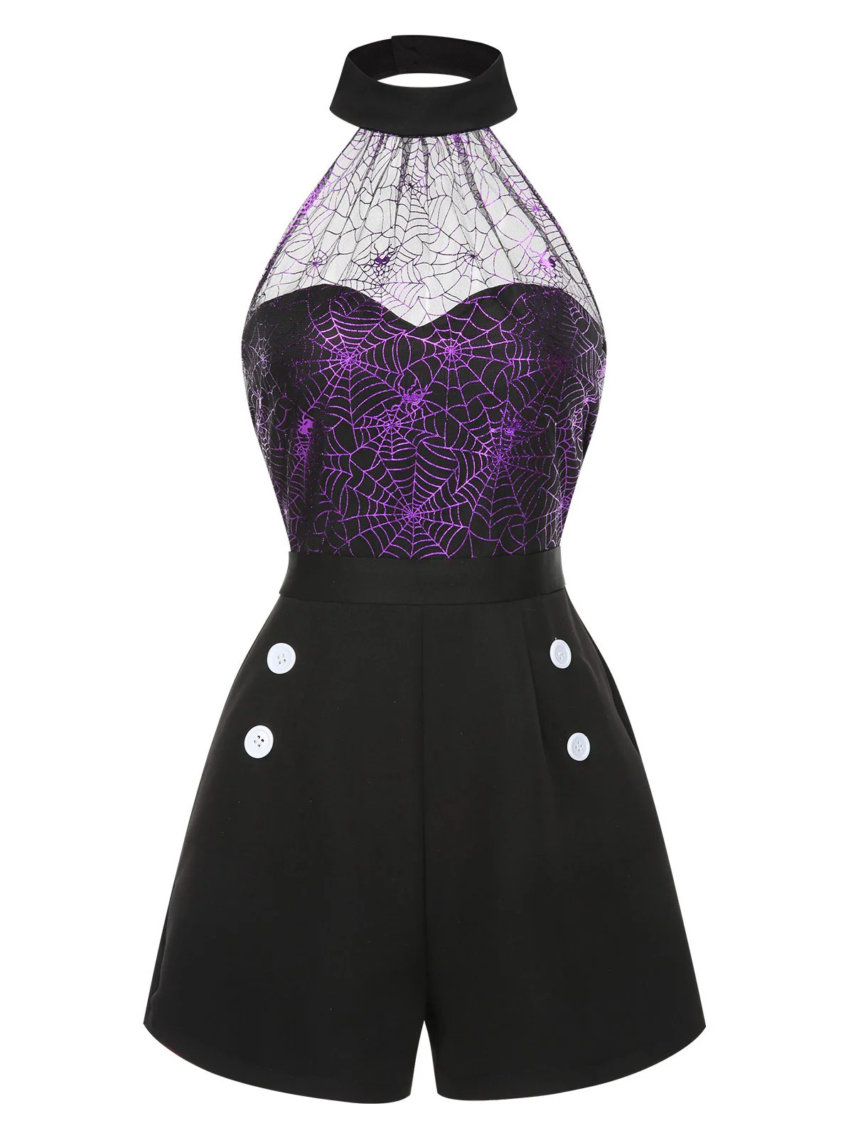 2PCS Schwarz & Lila 1950er Spinnennetz Masche Romper & Rock Vertuschung - Image 5