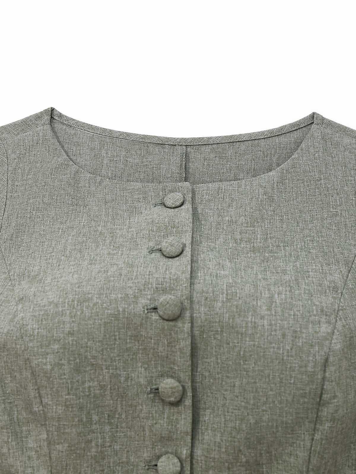 2PCS Solide 1940er Ärmellos Top & Weites Bein Hose - Image 5