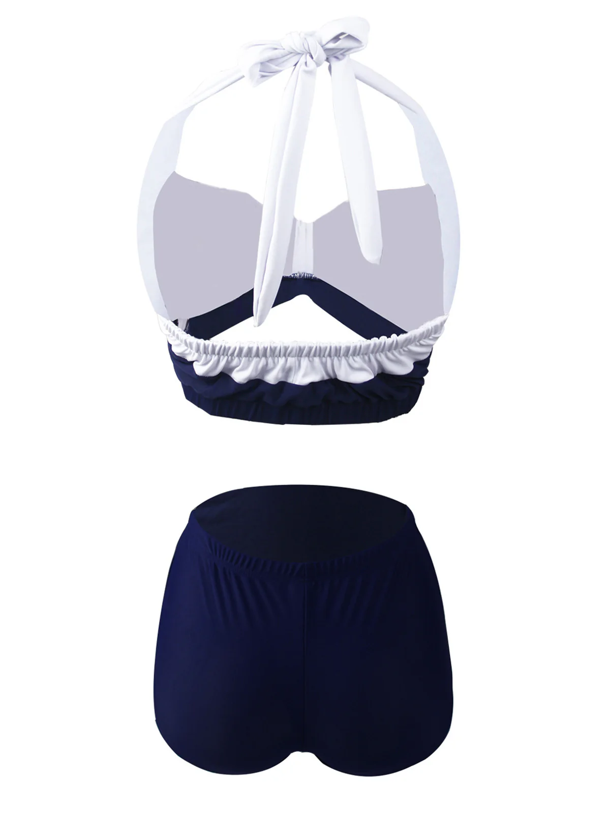 Marineblau Rot 1950er Gestreift Halter Bikini Set - Image 3