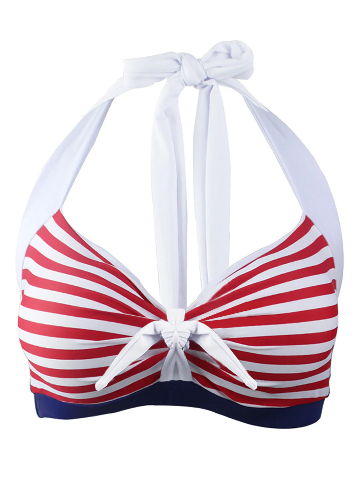Marineblau Rot 1950er Gestreift Halter Bikini Set - Image 4
