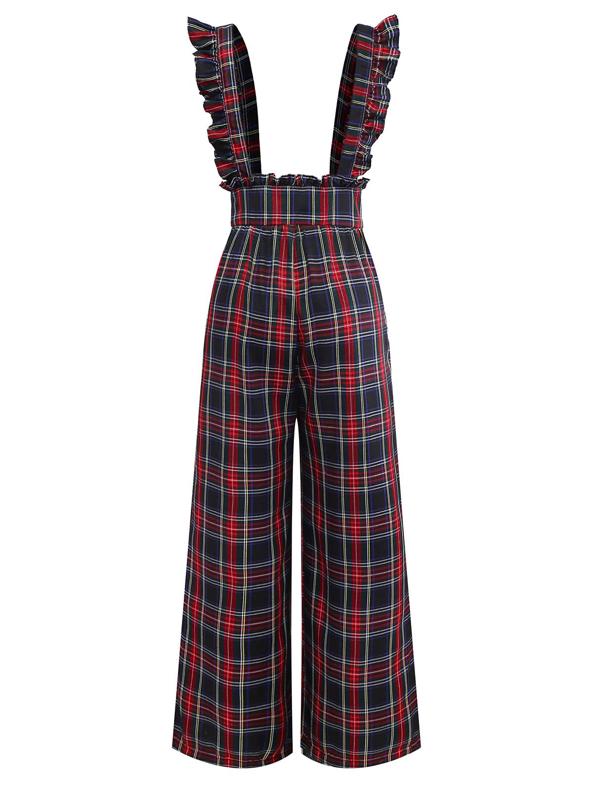 2PCS Weiß & Schwarz 1940er Bluse & Tartan Latzhose - Image 15