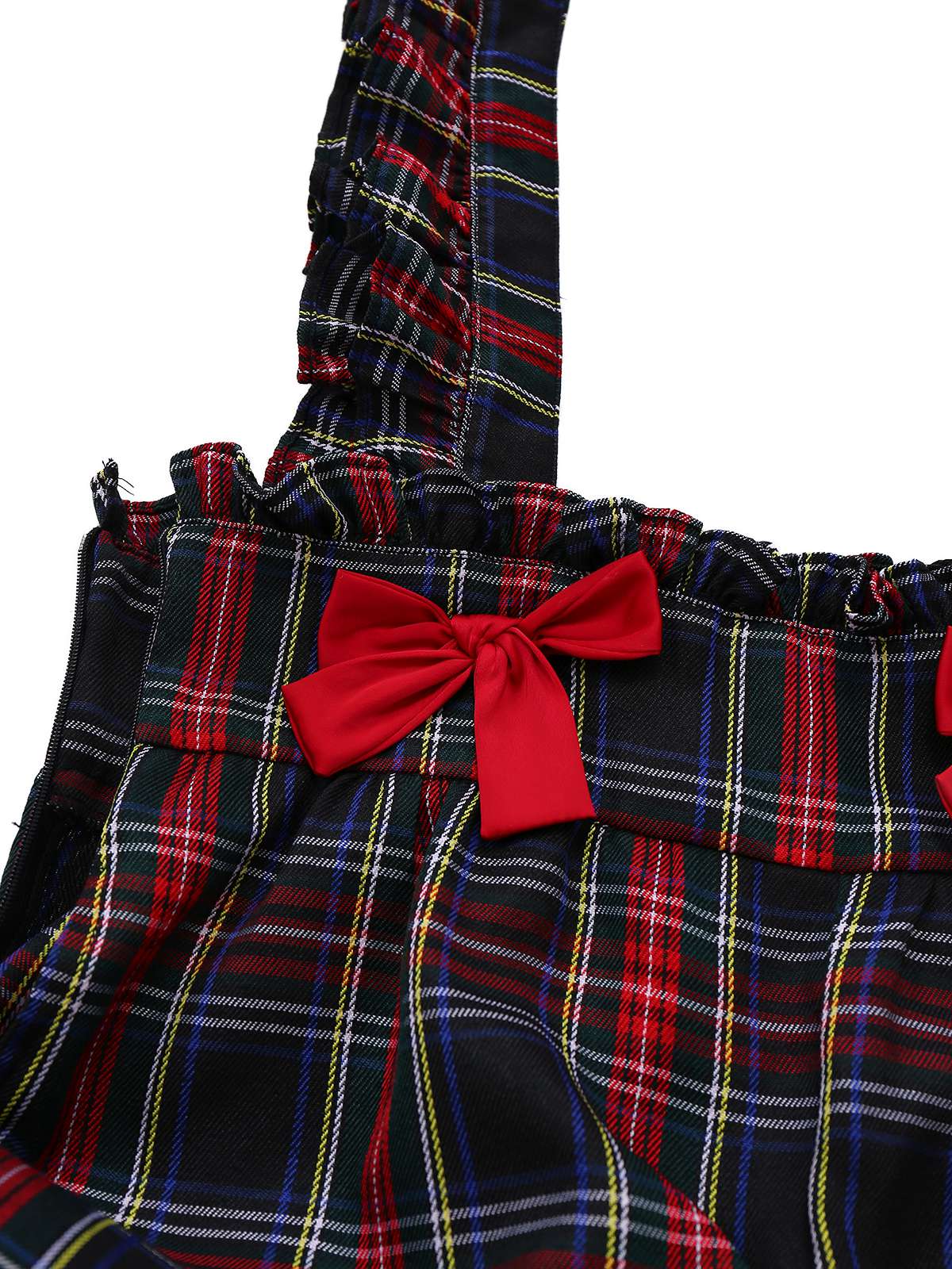 2PCS Weiß & Schwarz 1940er Bluse & Tartan Latzhose - Image 16