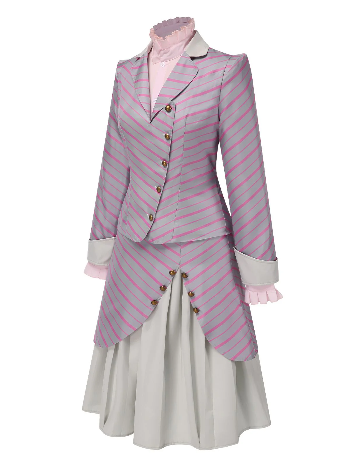 3PCS 1940er Rüschens Streifen Knöpfen Suit Set - Image 4
