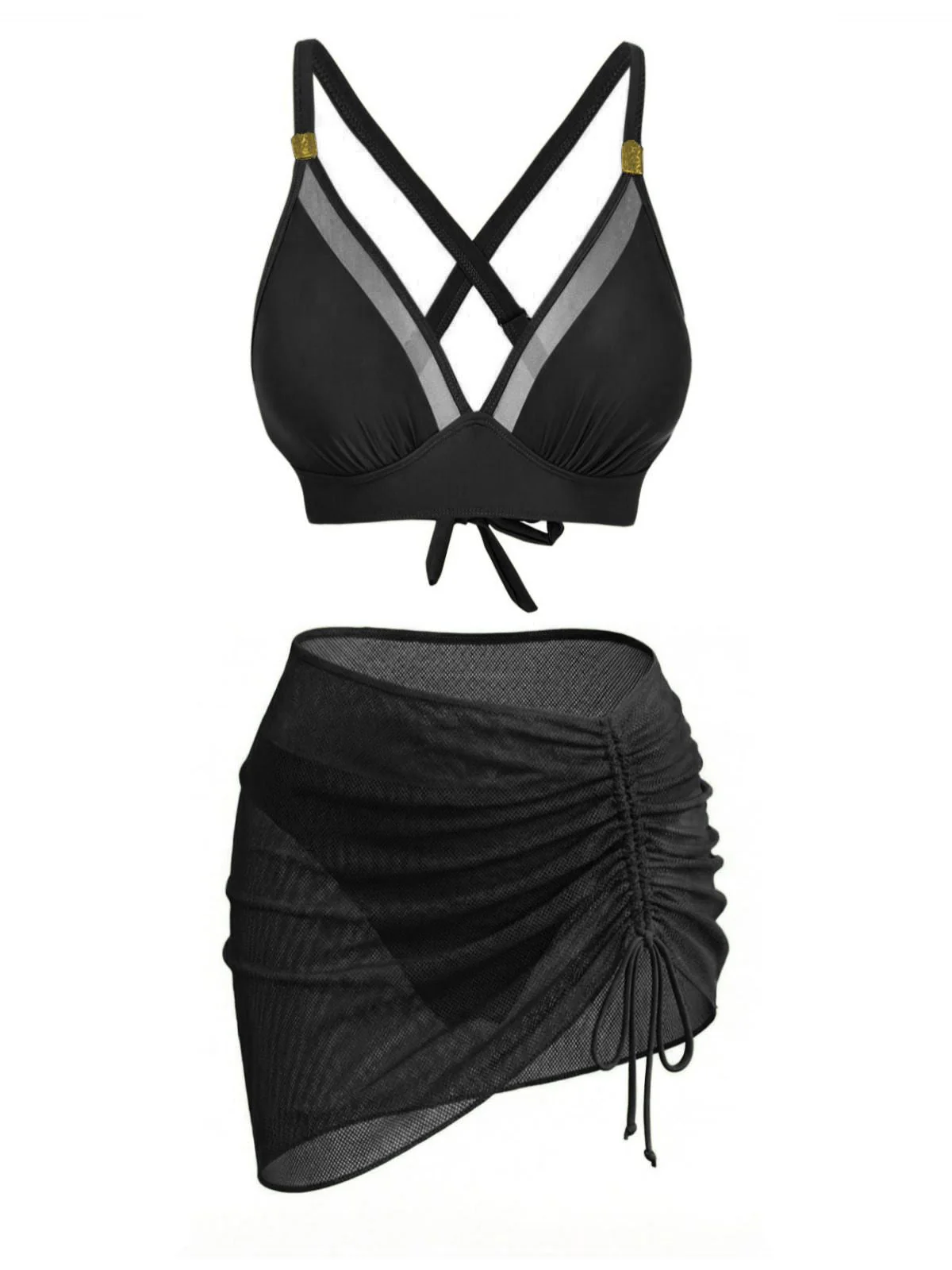 3PCS 1950er Uni Metall Knopf Bikini Set - Image 6