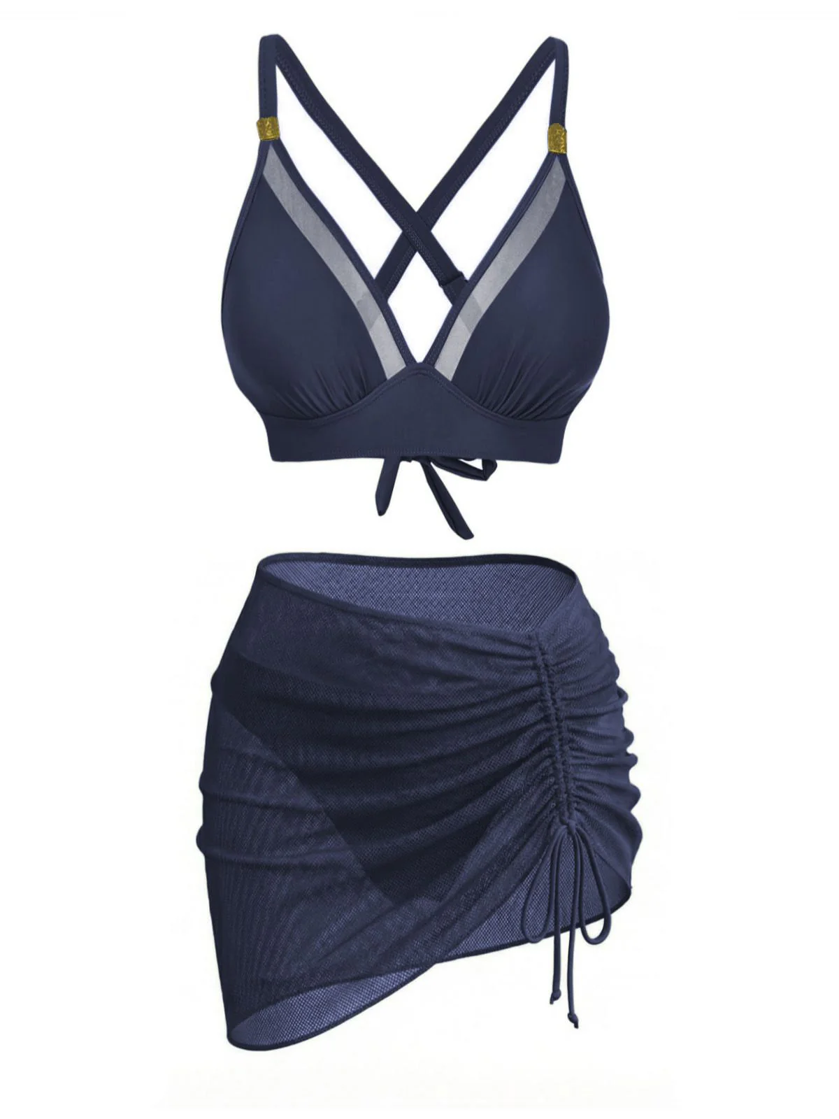 3PCS 1950er Uni Metall Knopf Bikini Set - Image 8