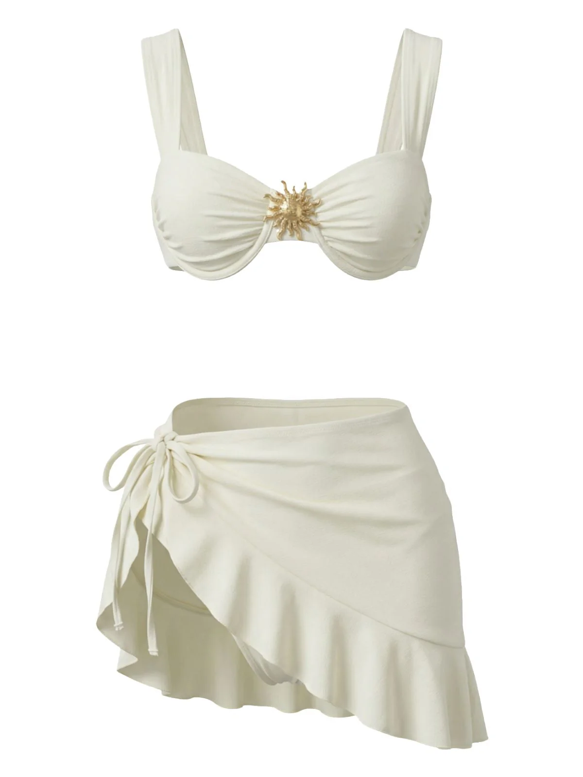 3PCS 1950er Uni Metall Sonne Kette Akzent Bikini Set & Cover-Up - Image 3