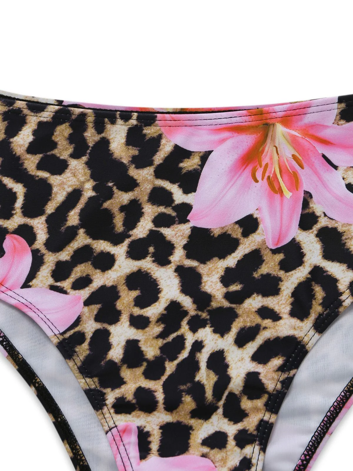 3PCS 1960er Leopard Druck Blumen Bikini Set & Cover Up - Image 6