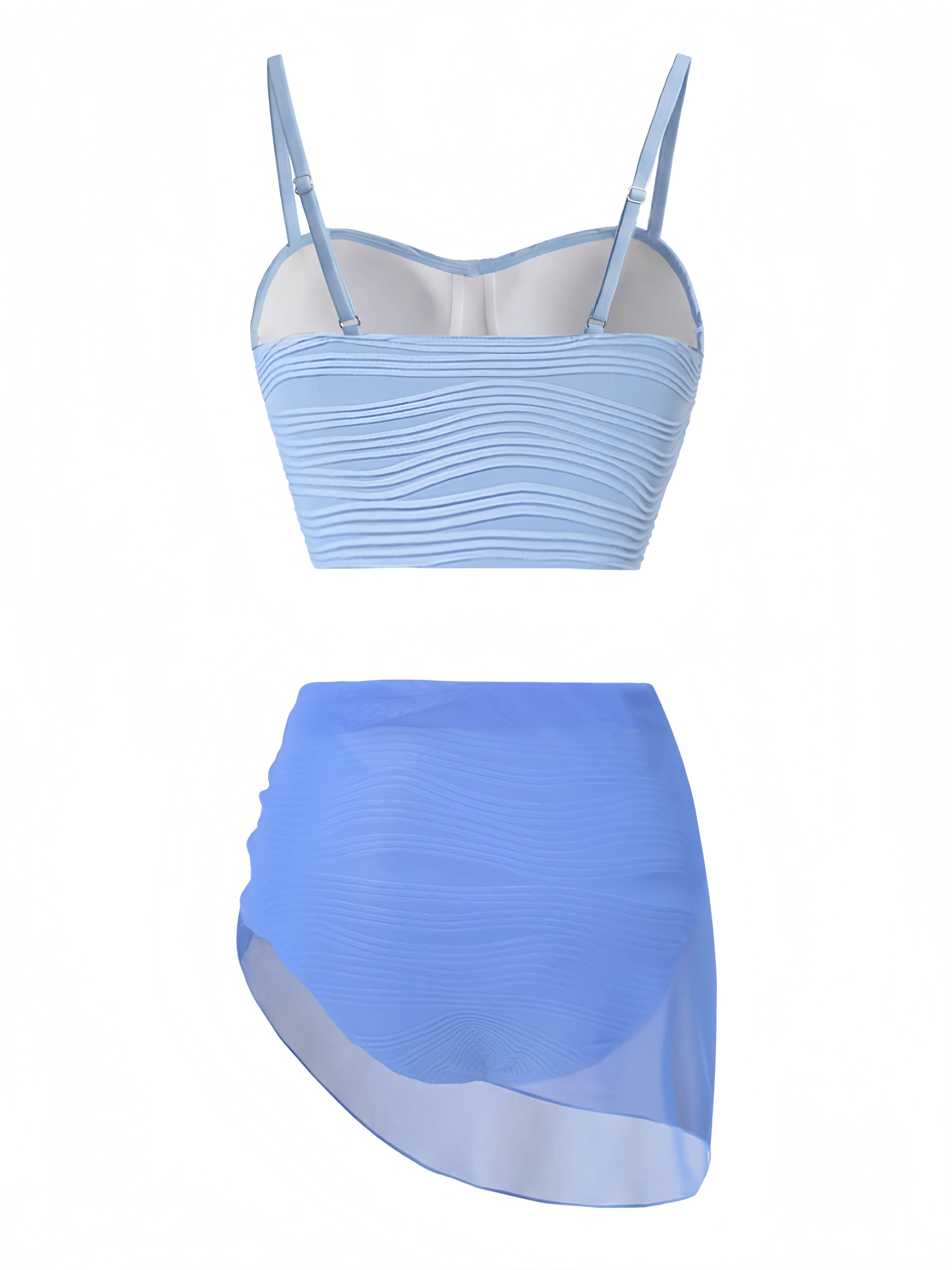 3PCS Blau 1940er Muschel Spezialgewebe Bikini Set - Image 4