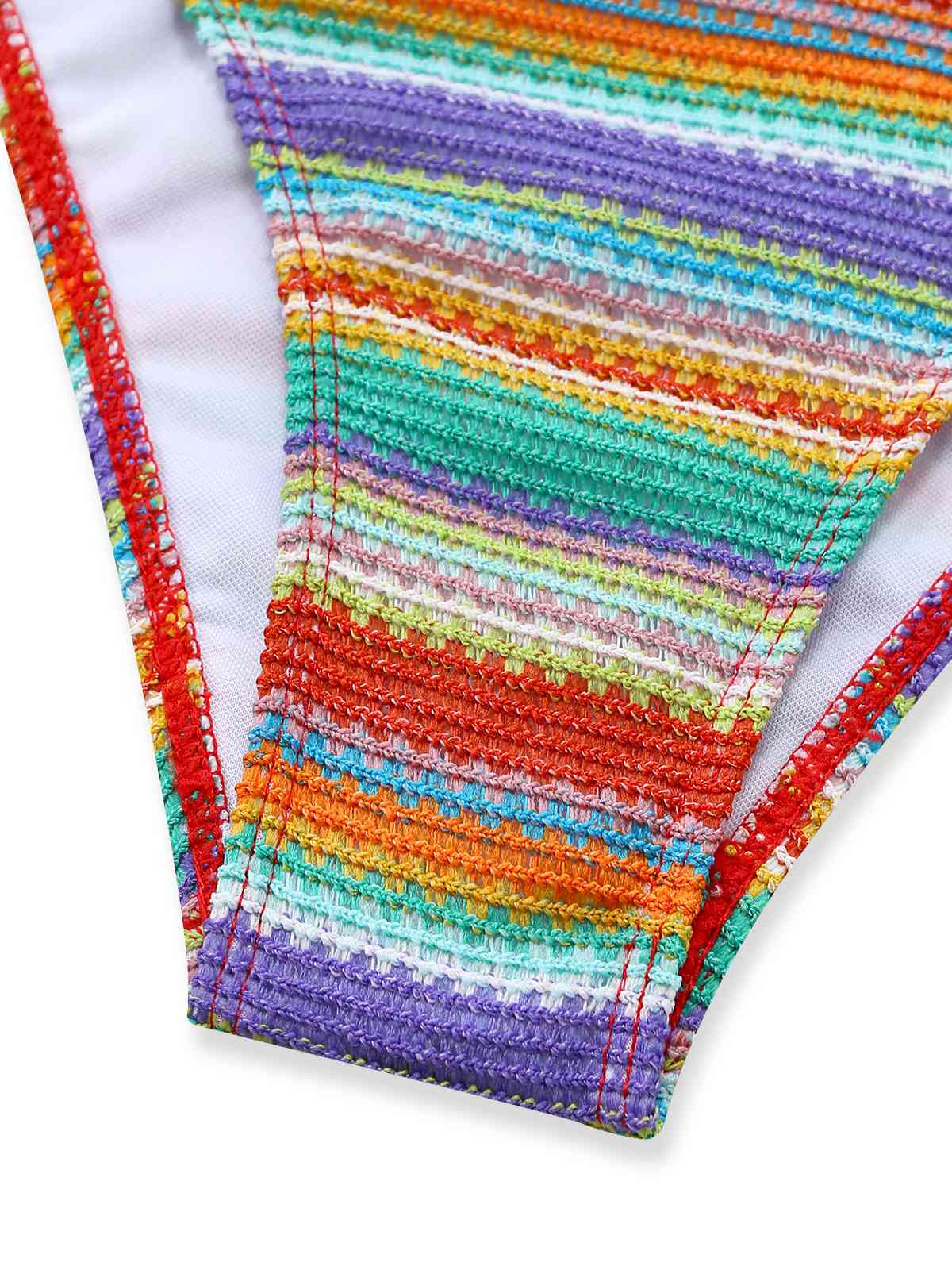 3PCS Bunt 1970er Halter Regenbogen Streifen Muschel-Träger Bikini Set - Image 7