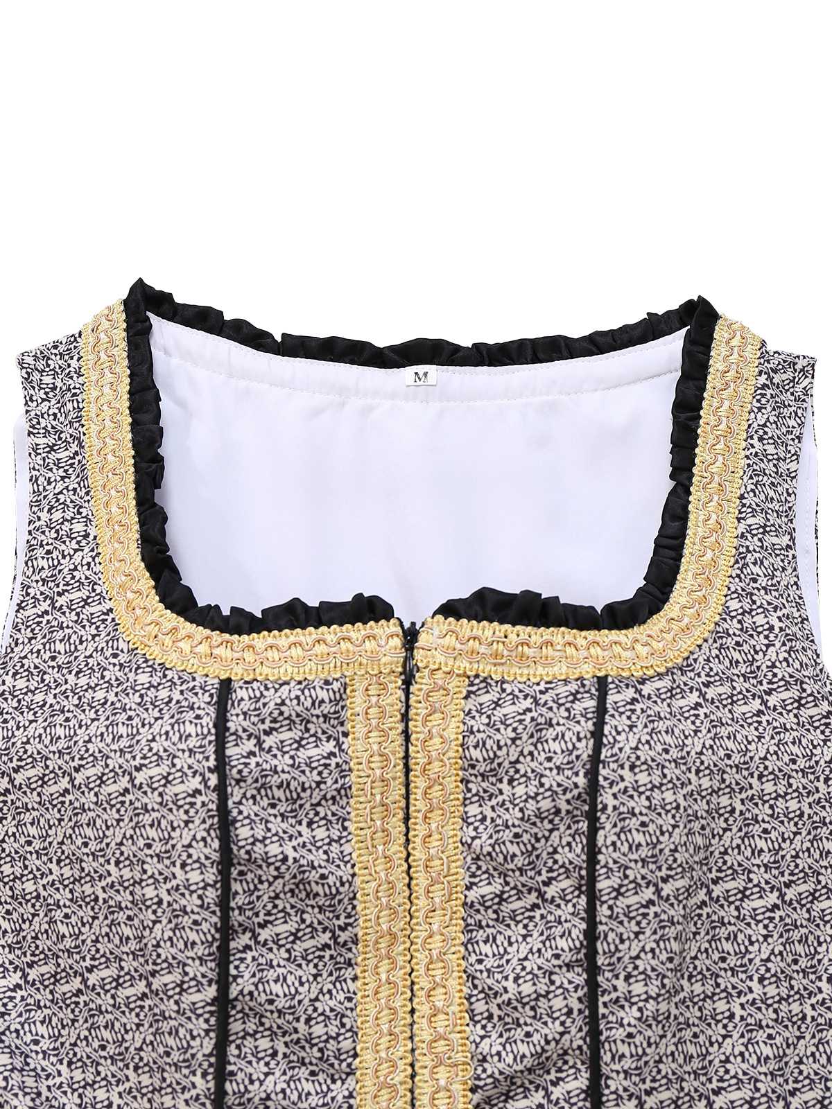 3PCS Gold 1950er Oktoberfest Dirndl Spitze Top & Blumen Kleid - Image 3