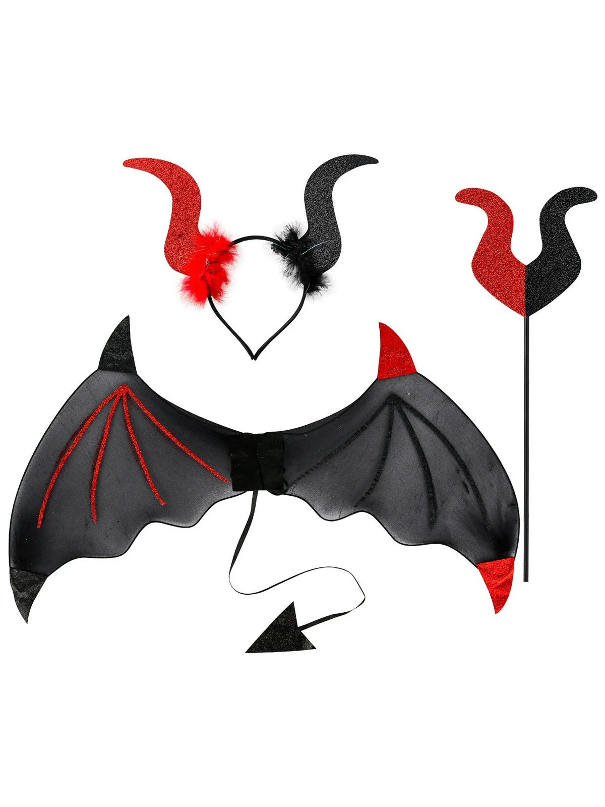 3PCS Halloween Fledermausflügel & Zauberstab & Stirnband - Image 3