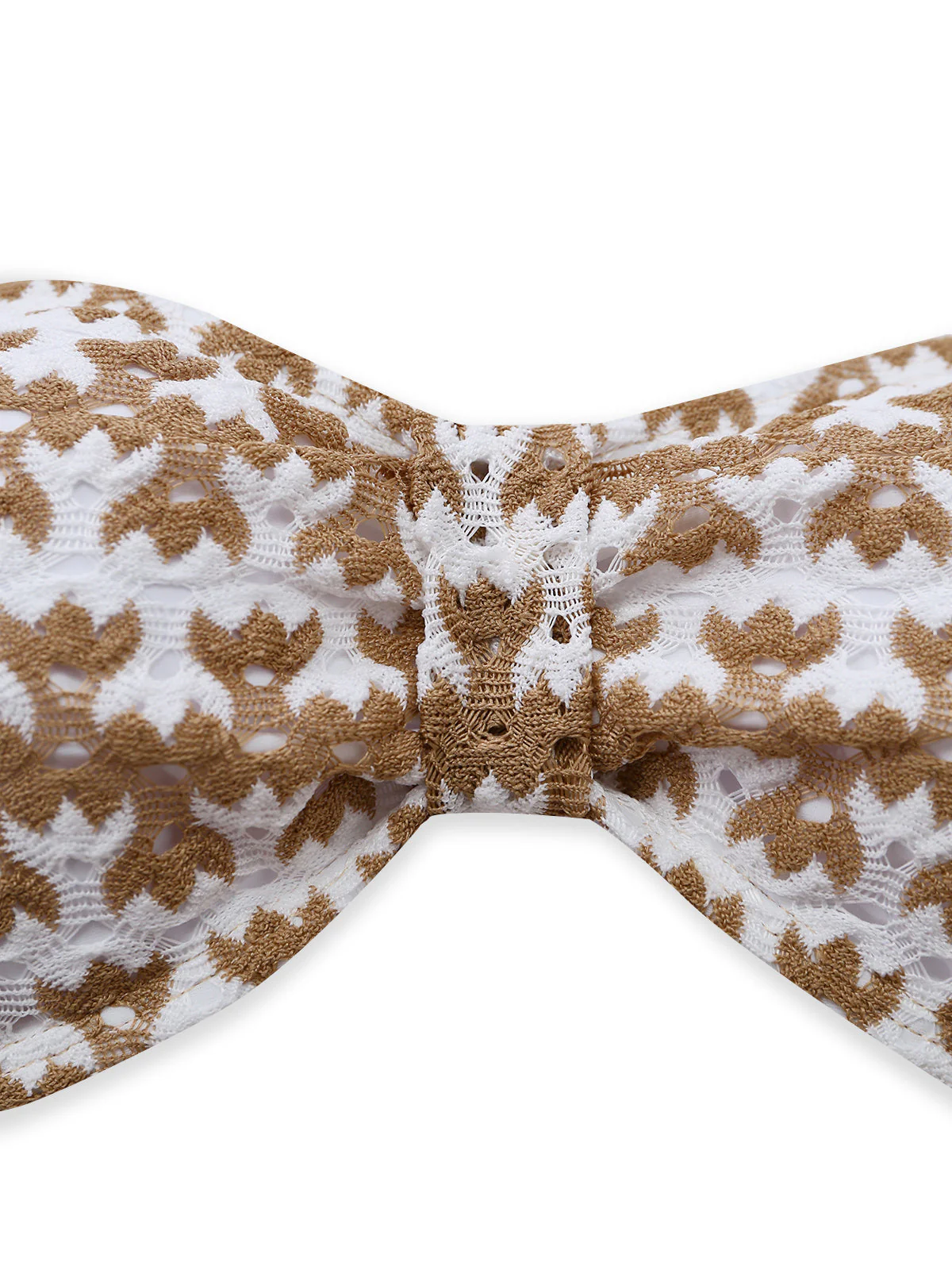 3PCS Khaki 1950er Häkel Lochmuster Bikini Set & Cover Up - Image 4