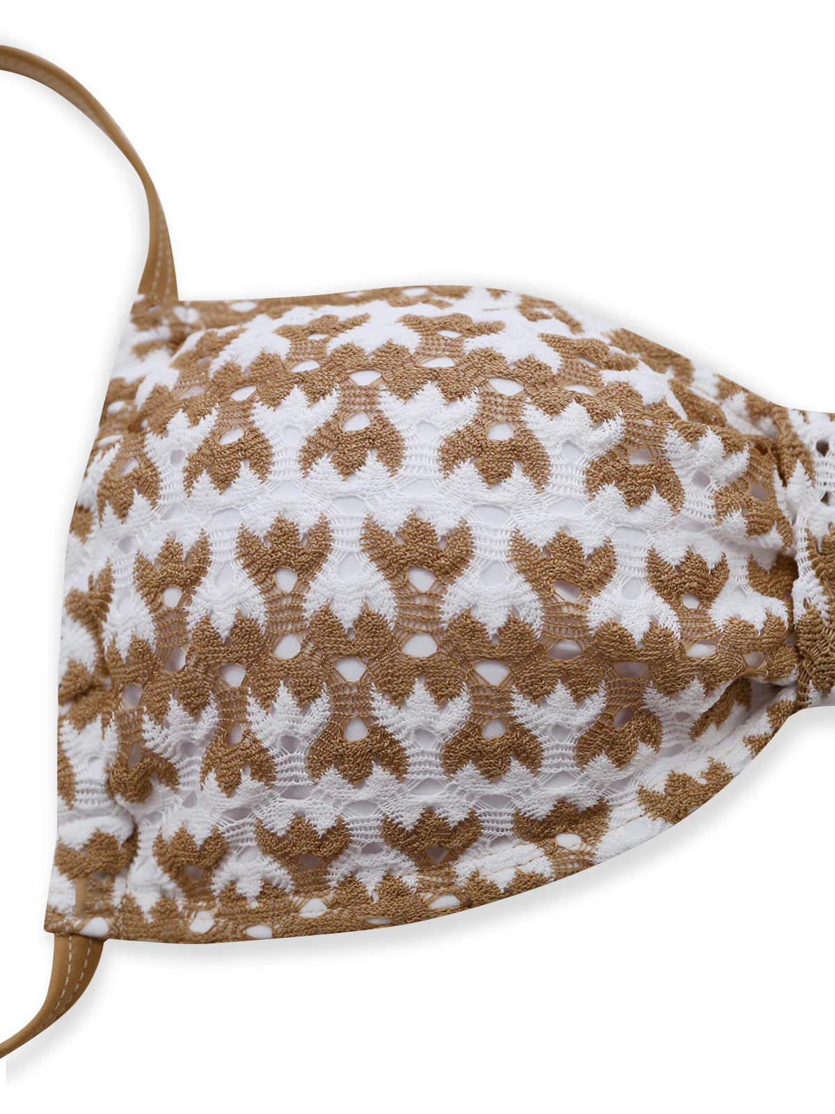 3PCS Khaki 1950er Häkel Lochmuster Bikini Set & Cover Up - Image 5