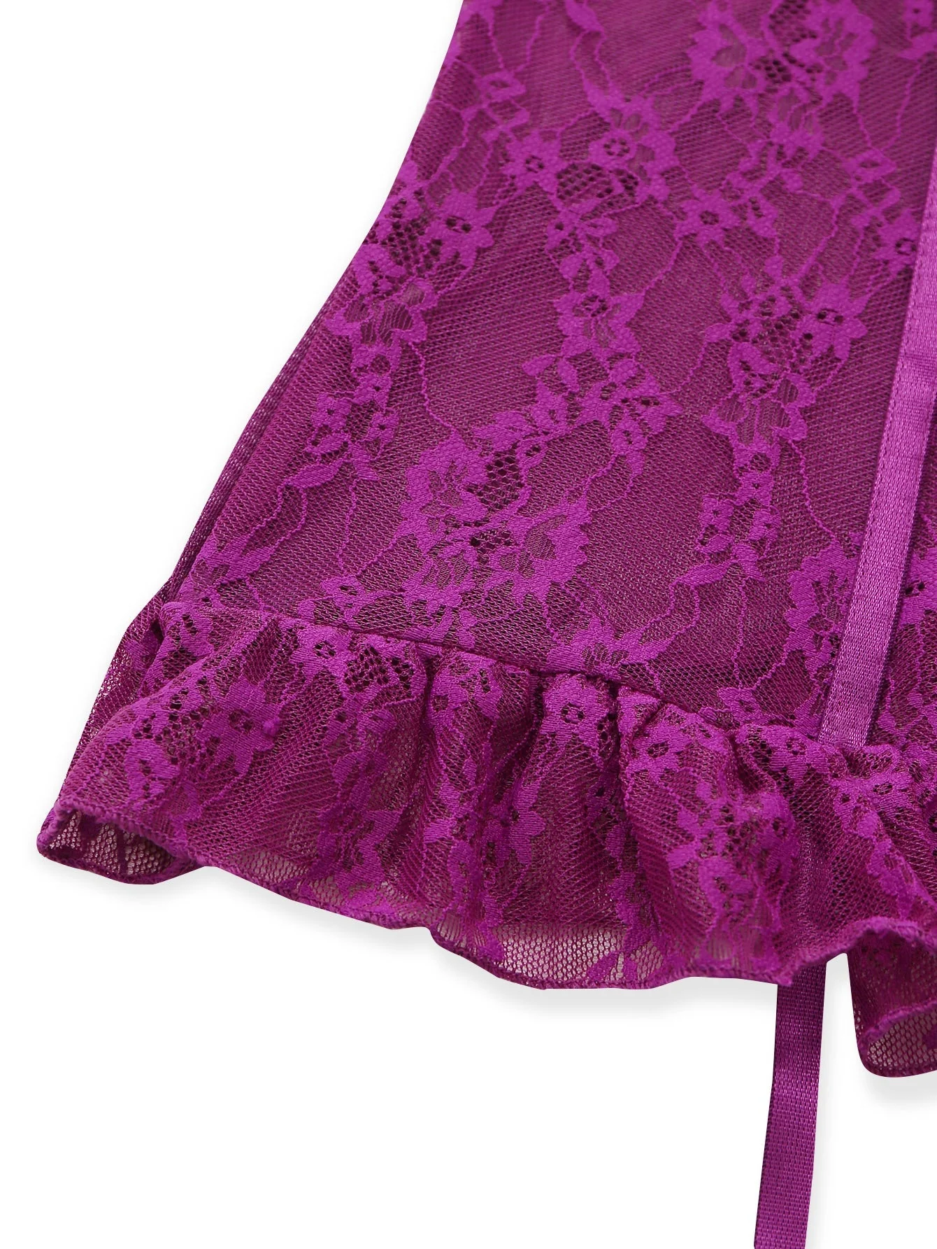 3PCS Lila 1980er Spitze Dessous Set mit Strümpfe - Image 4