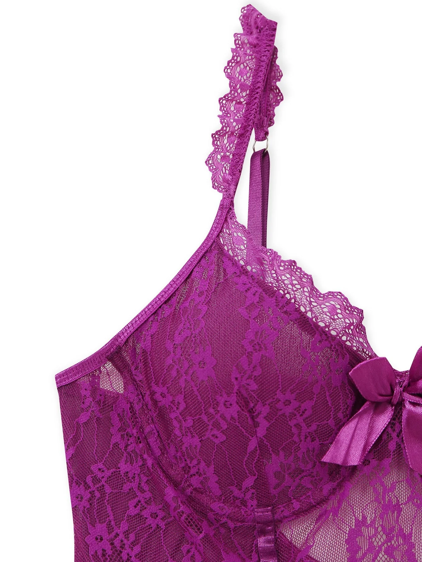 3PCS Lila 1980er Spitze Dessous Set mit Strümpfe - Image 6