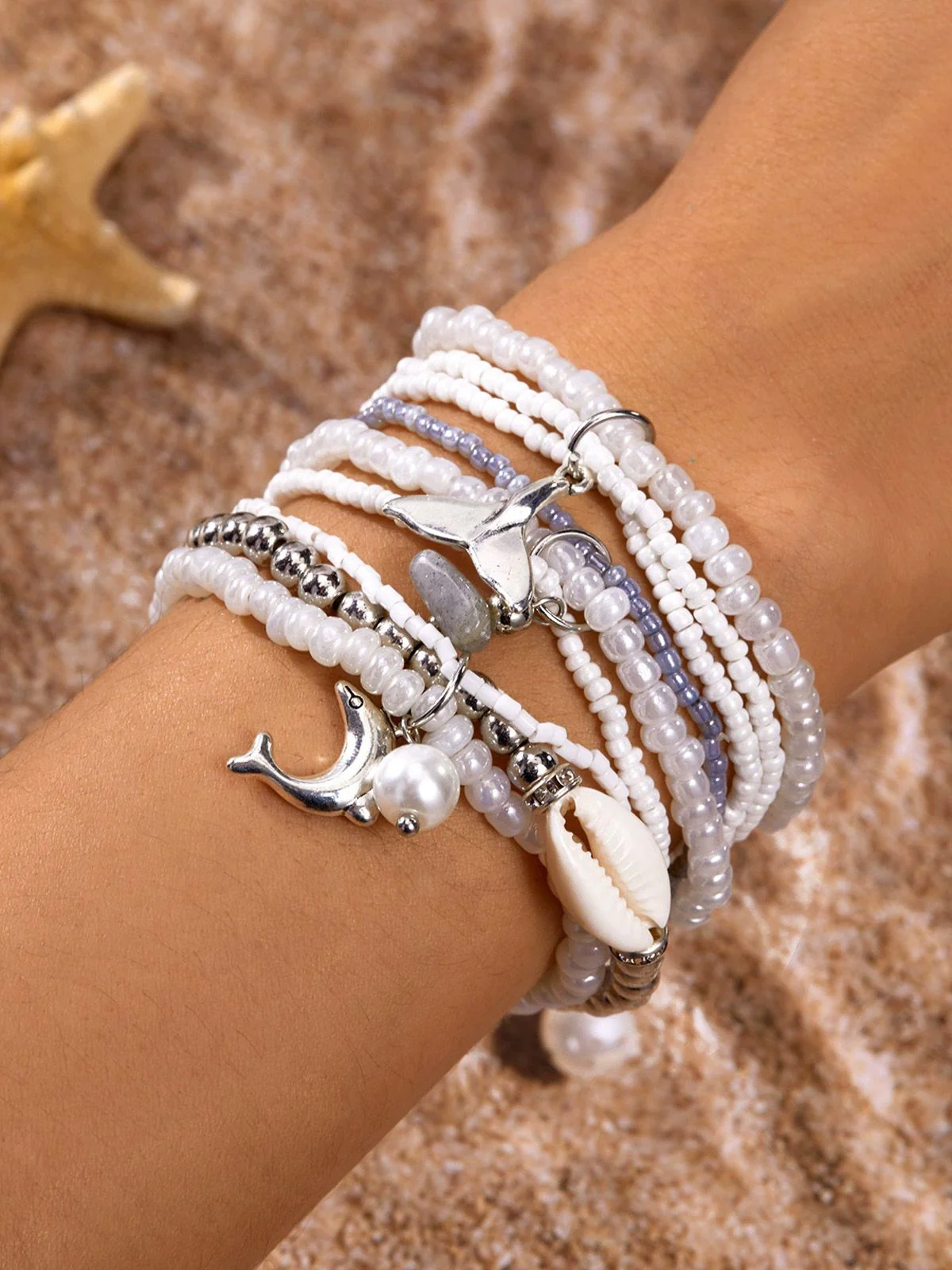 3PCS Muschel Delfin Anhänger Strand Armband Set - Image 11
