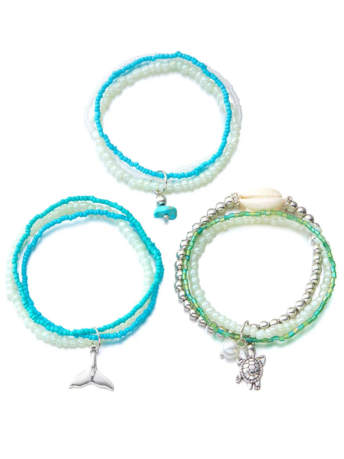 3PCS Muschel Delfin Anhänger Strand Armband Set - Image 2