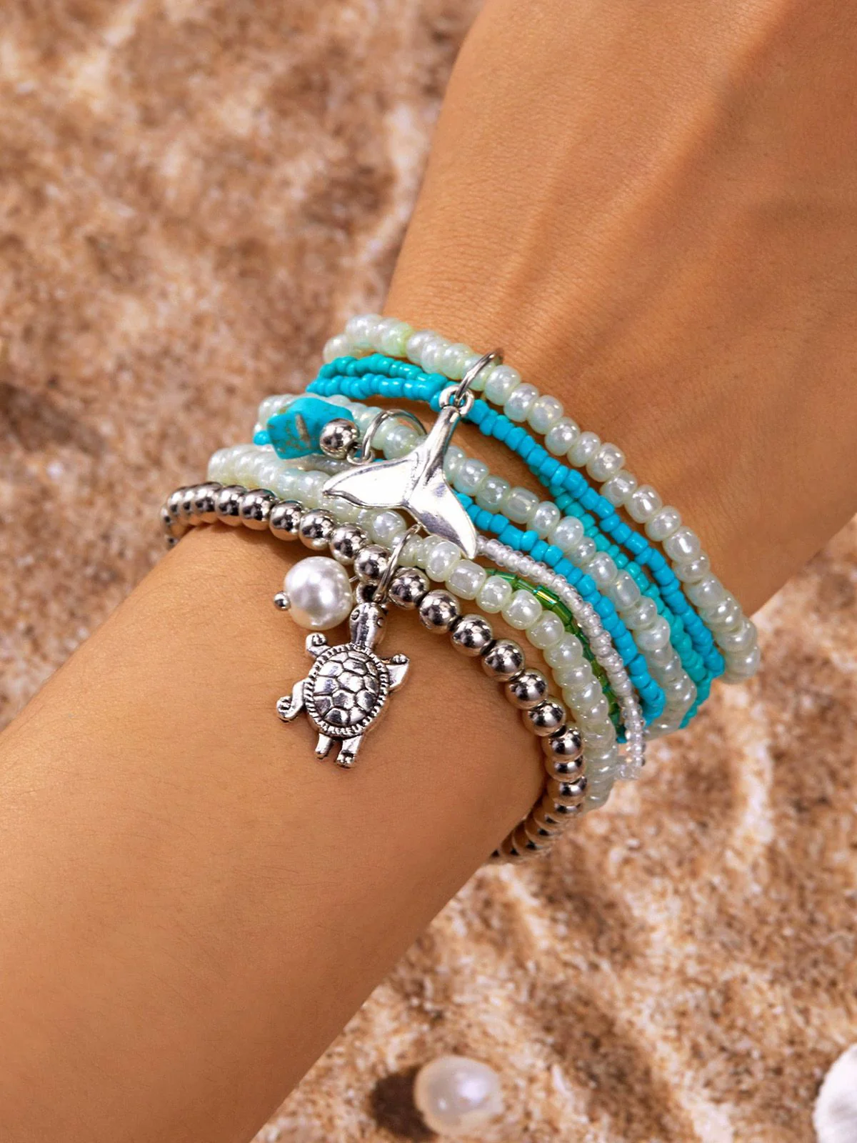 3PCS Muschel Delfin Anhänger Strand Armband Set - Image 3