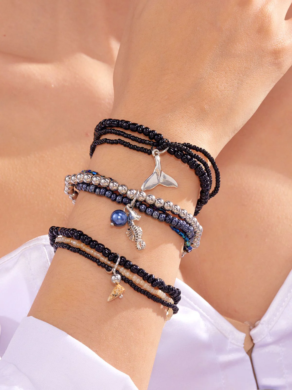 3PCS Muschel Delfin Anhänger Strand Armband Set - Image 6