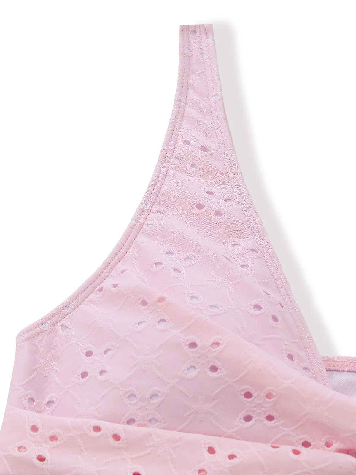 3PCS Rosa 1940er Lochstickerei Bikini Set & Rüschen Rock - Image 4