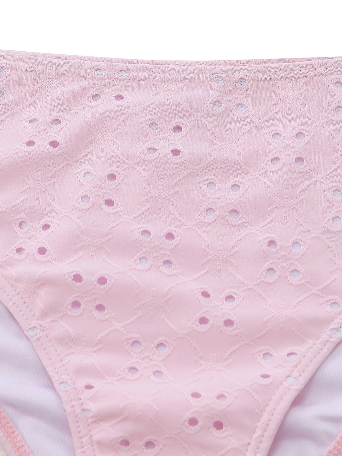 3PCS Rosa 1940er Lochstickerei Bikini Set & Rüschen Rock - Image 6