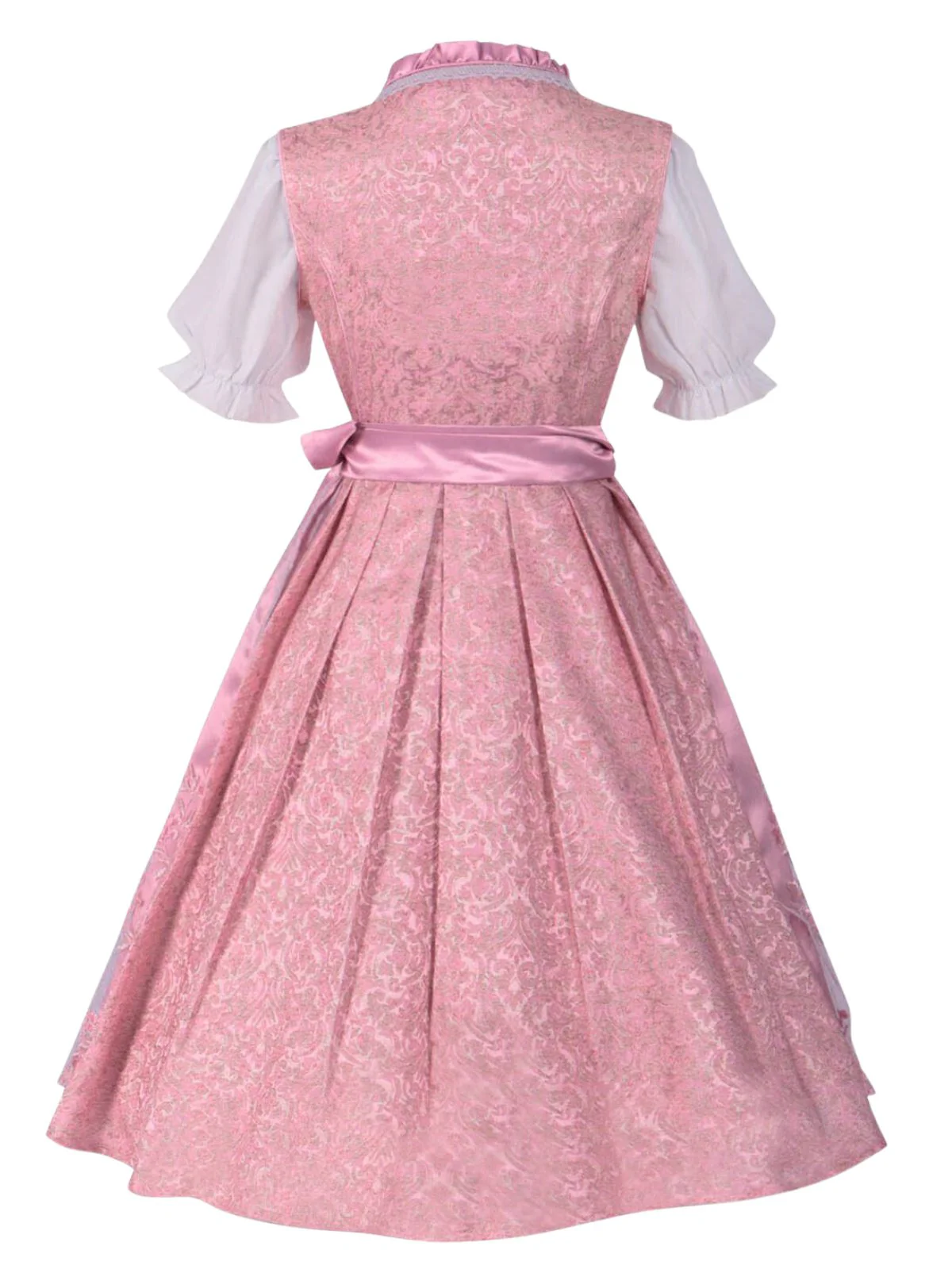 3PCS Rosa 1950er Oktoberfest Dirndl Puffärmel Top & Besticktes Schnürung Kleid - Image 2