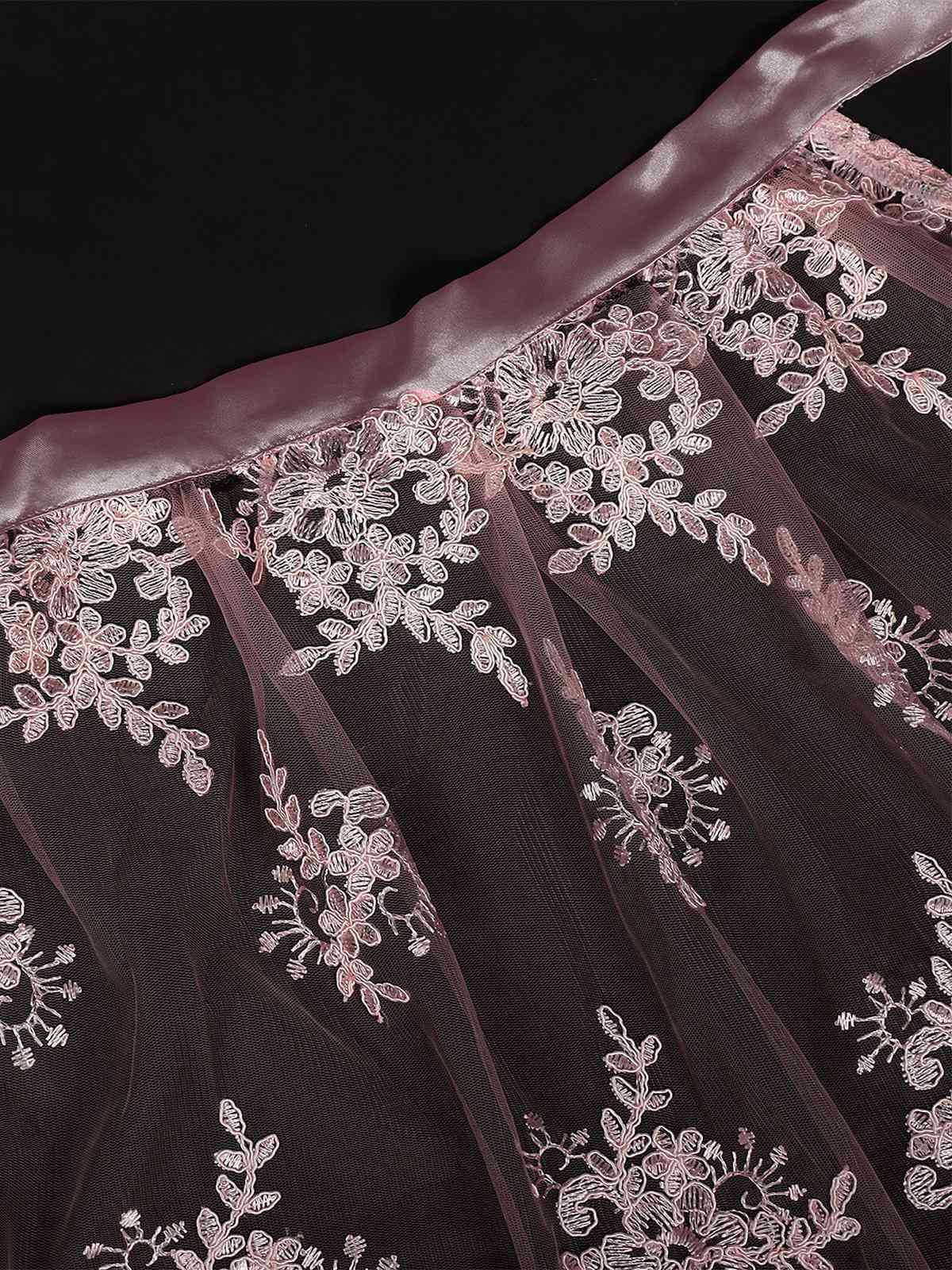 3PCS Rosa 1950er Oktoberfest Dirndl Spitze Top & Stickerei Schleife Kleid - Image 6