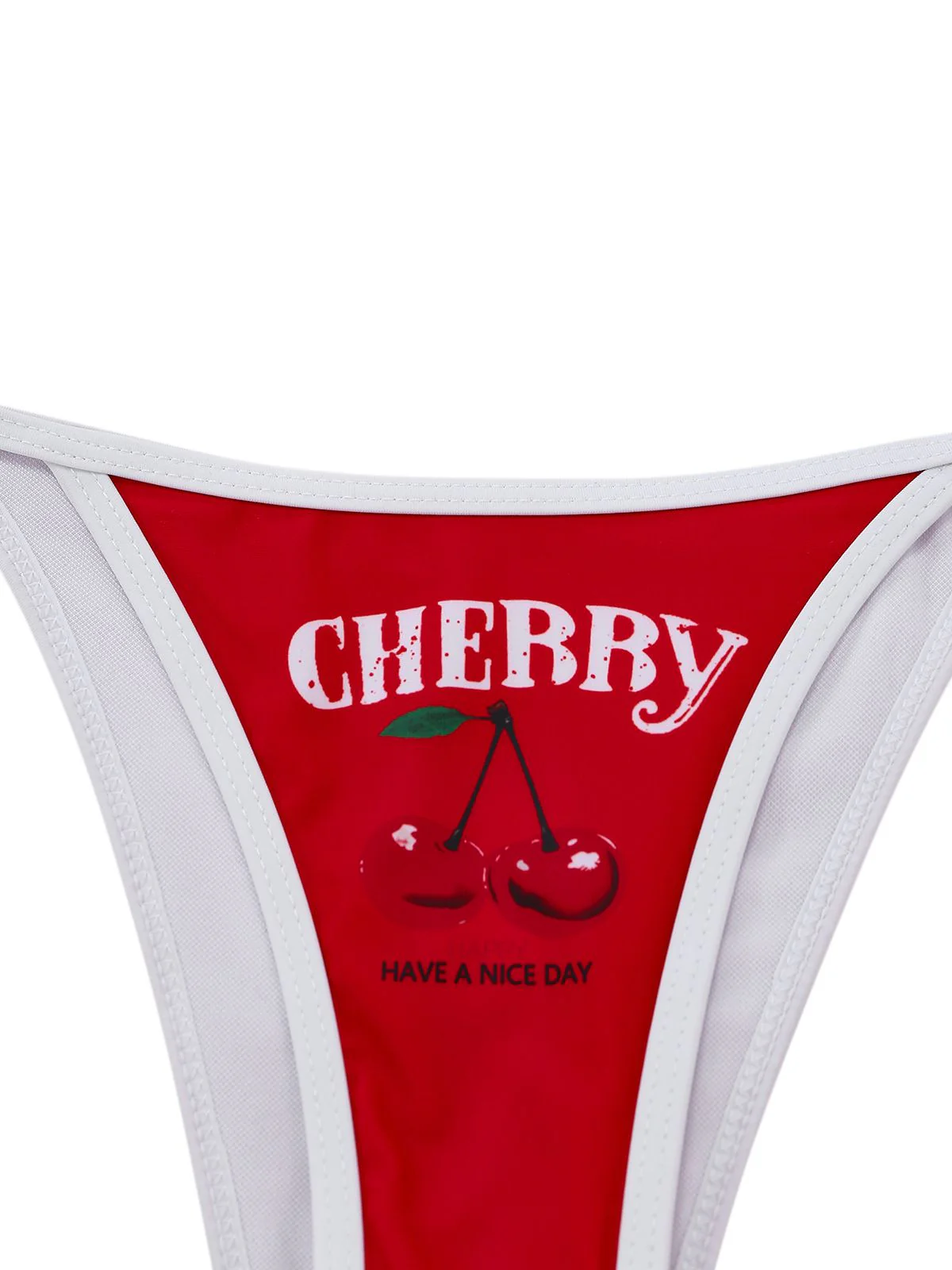 3PCS Rot 1950er Kirsche Druck Schnür Bikini Set - Image 5