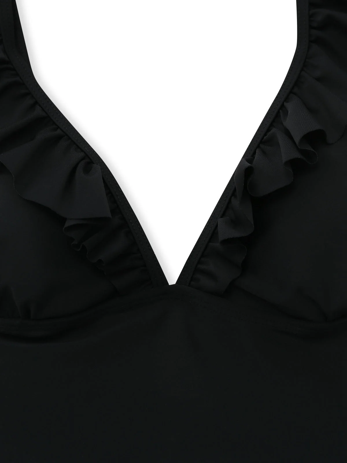 3PCS Schwarz 1950er V-Ausschnitt Rüschen Bikini Rock - Image 4