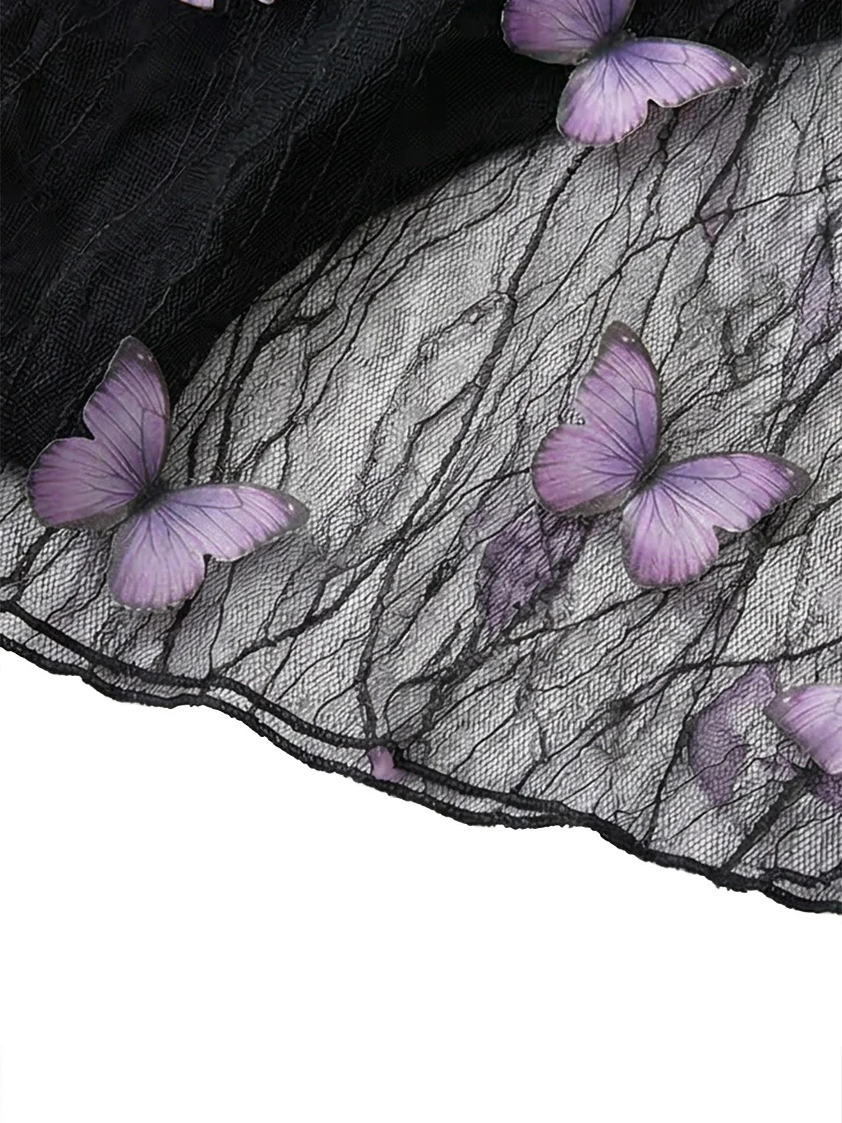 3PCS Schwarz 1980er Schmetterling Netz Bikini Set & Cover-Up - Image 5