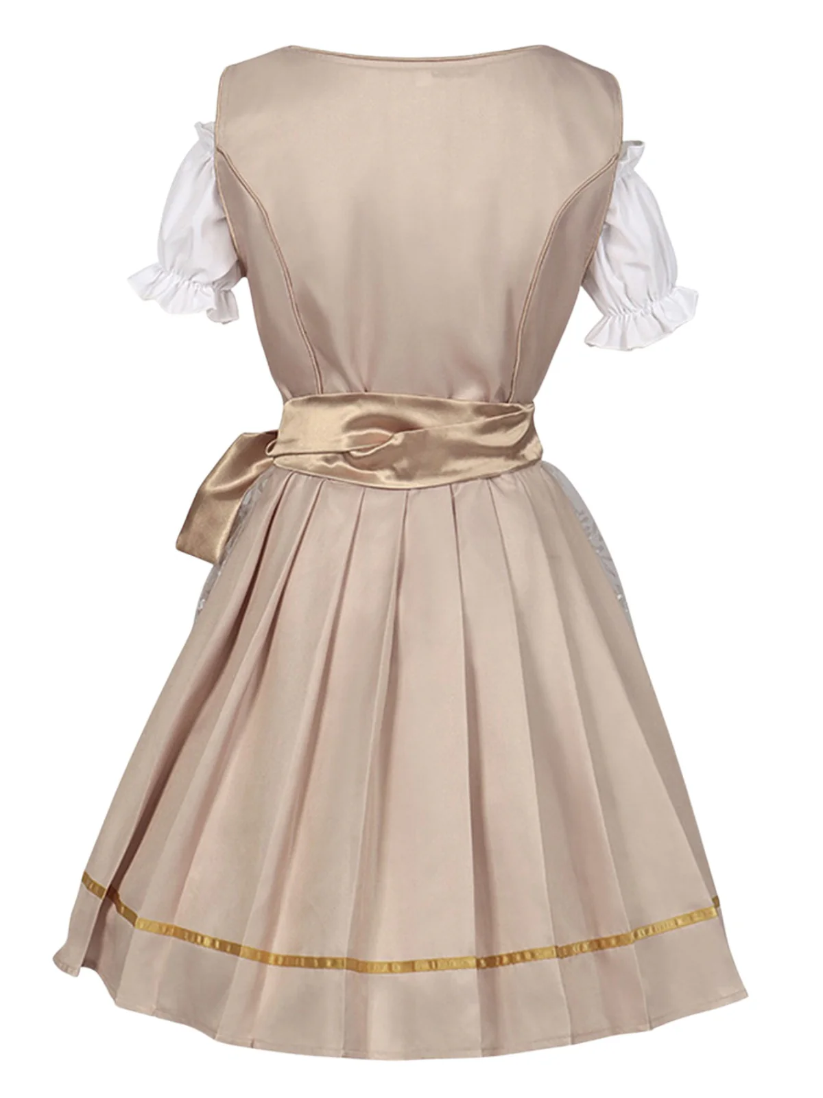 3PCS Sekt 1950er Oktoberfest Dirndl Puffärmel Top & Blumen Bogen Kleid - Image 4