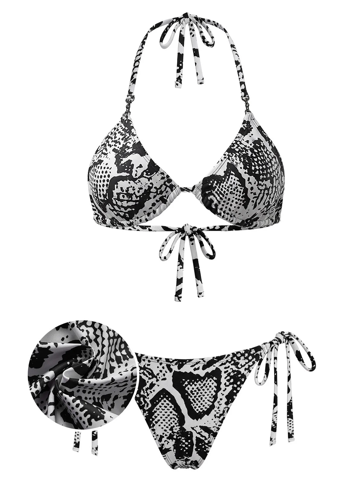 [Vorverkauf] 40er Badeanzug & Cover-Up mit Schlangen-Print und Twist - Image 4