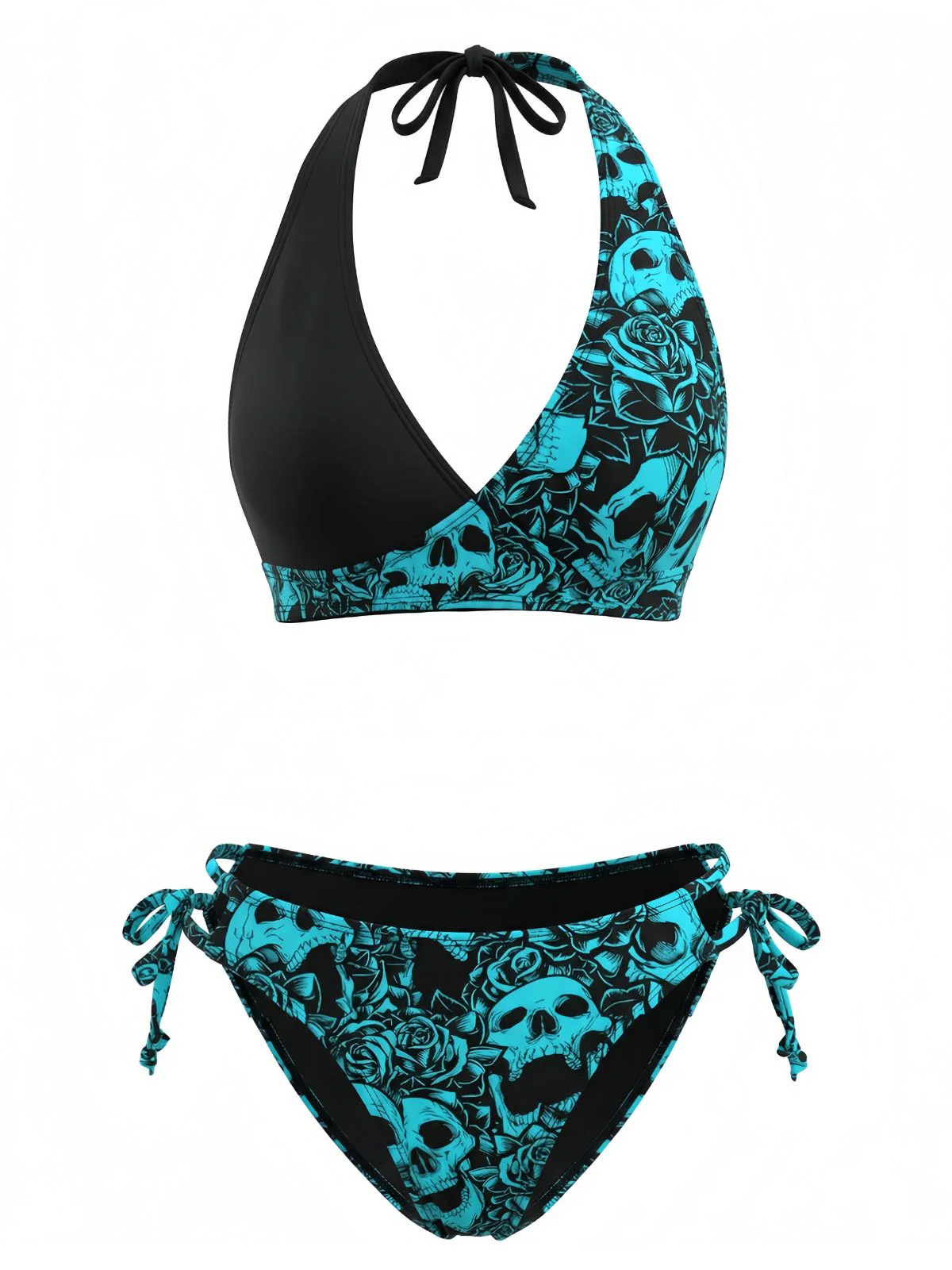 40er Bikini-Set mit Neckholder und Blumen-Print - Image 2