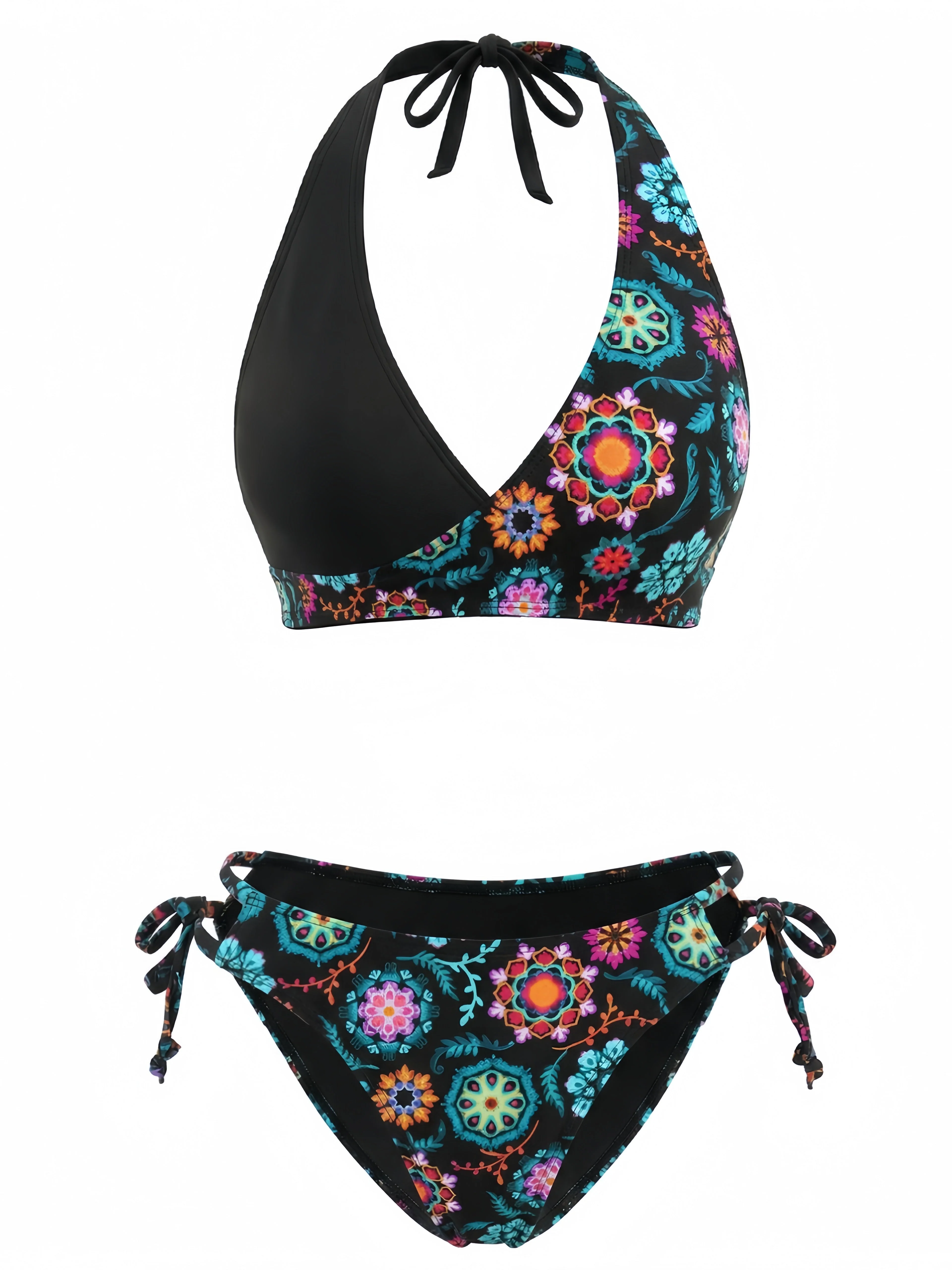 40er Bikini-Set mit Neckholder und Blumen-Print - Image 4
