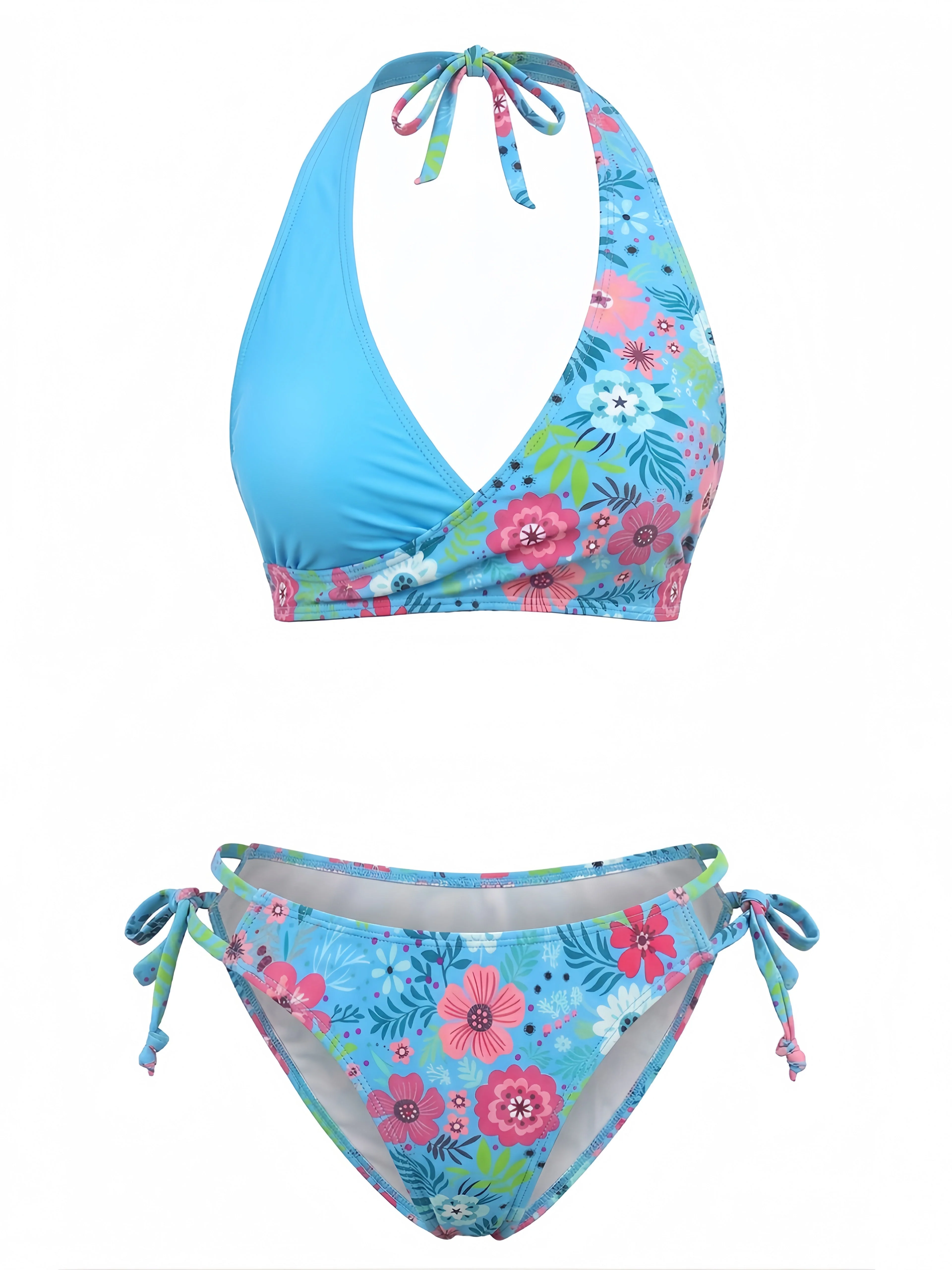40er Bikini-Set mit Neckholder und Blumen-Print - Image 6