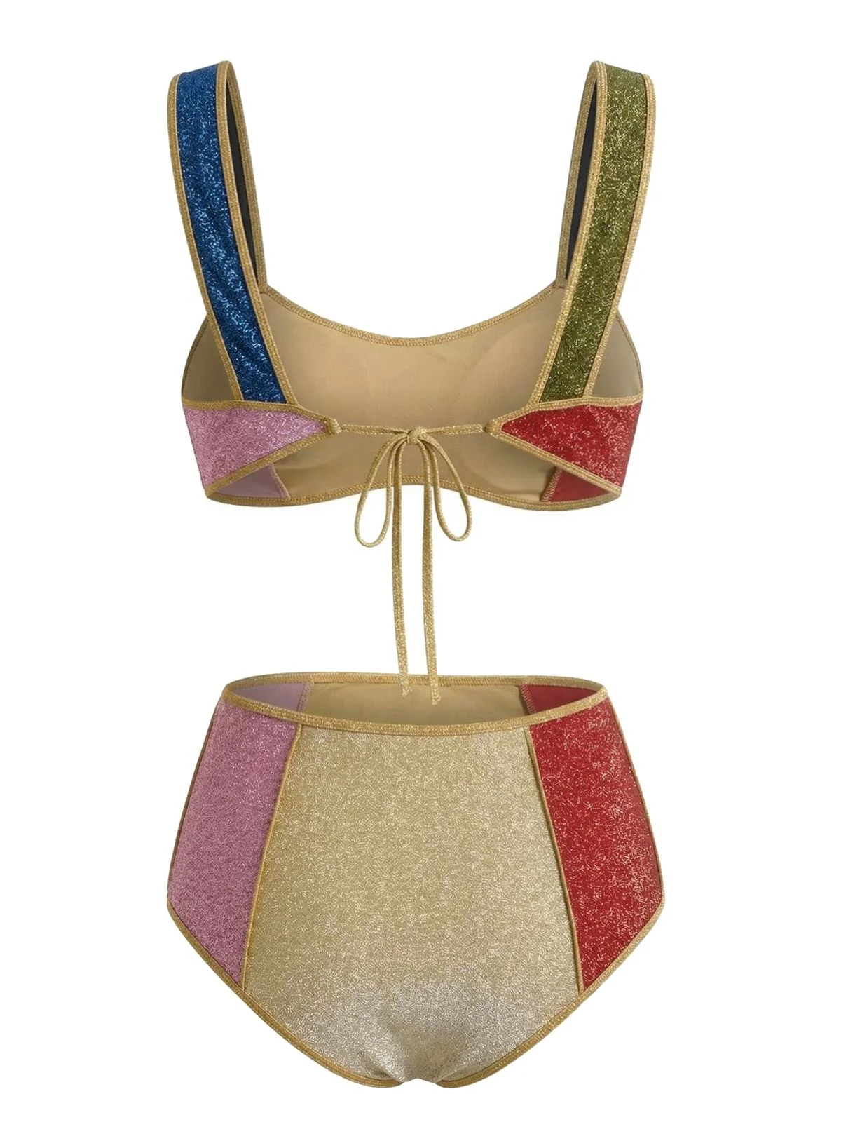 40er Bikini-Set mit Patchwork und Metallic in Mehrfarbig - Image 4