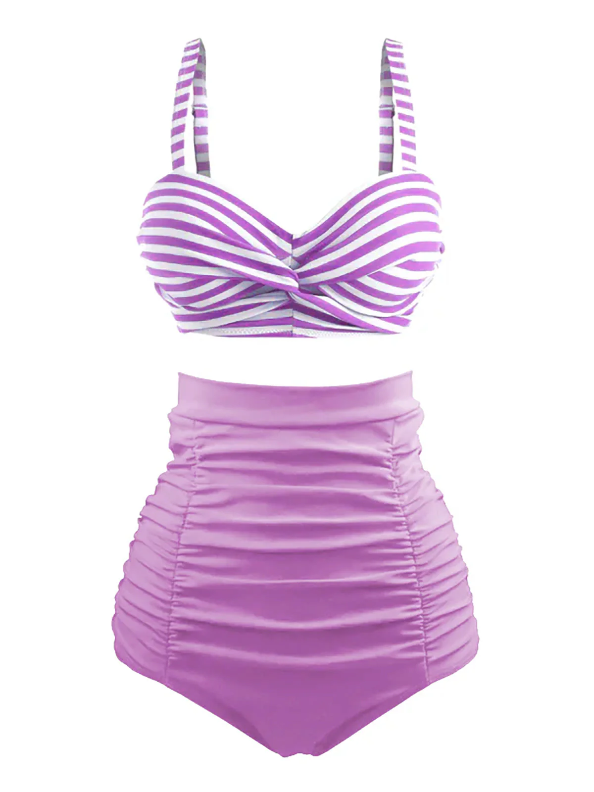 Marineblau 1940er Gestreiftes Colorblock Vintage Bikini Set - Image 5
